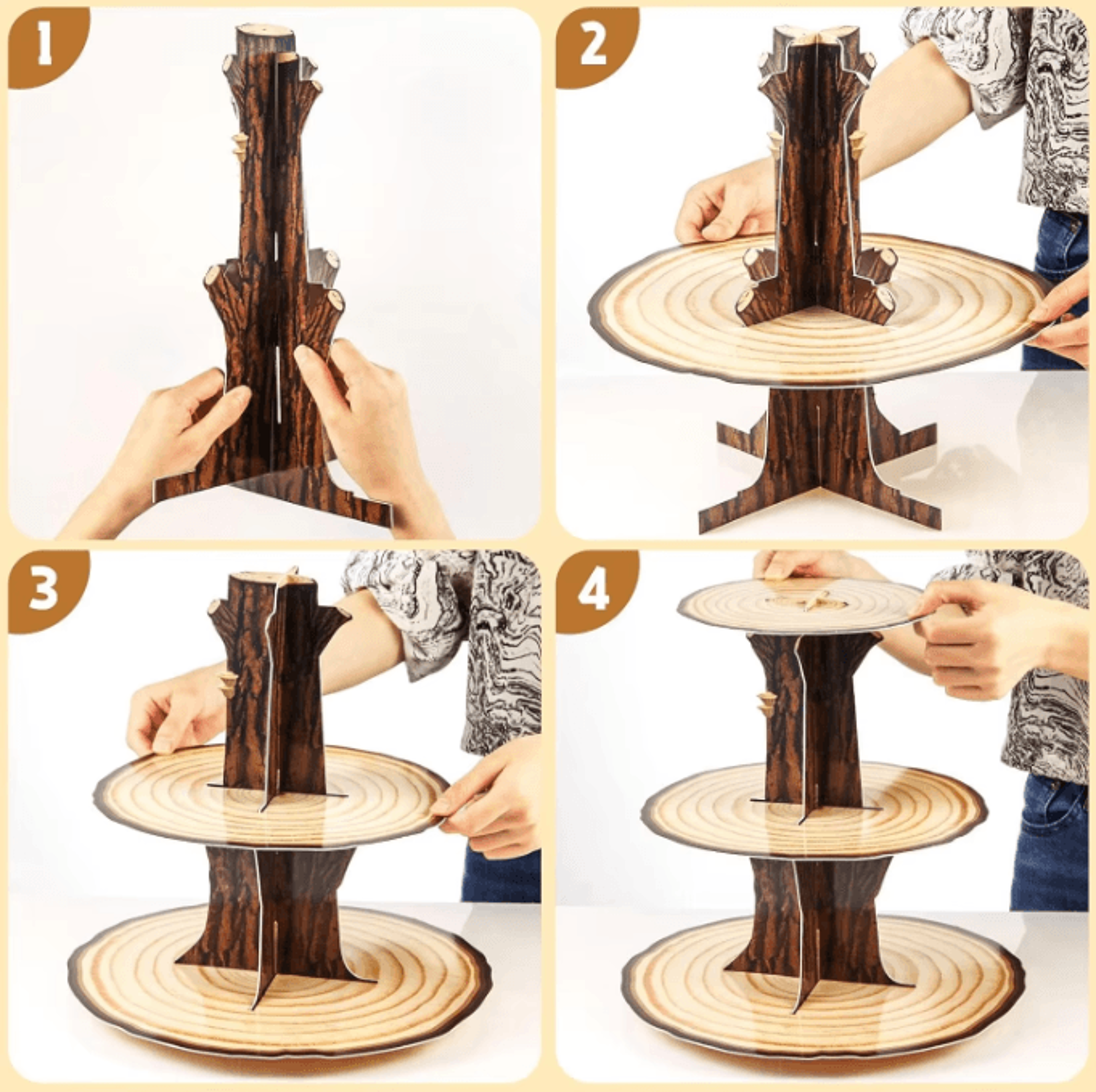 3Tier Wooden Cupcake Stand  Rustic Farmhouse Dessert Display For Parties  Baby Showers 1