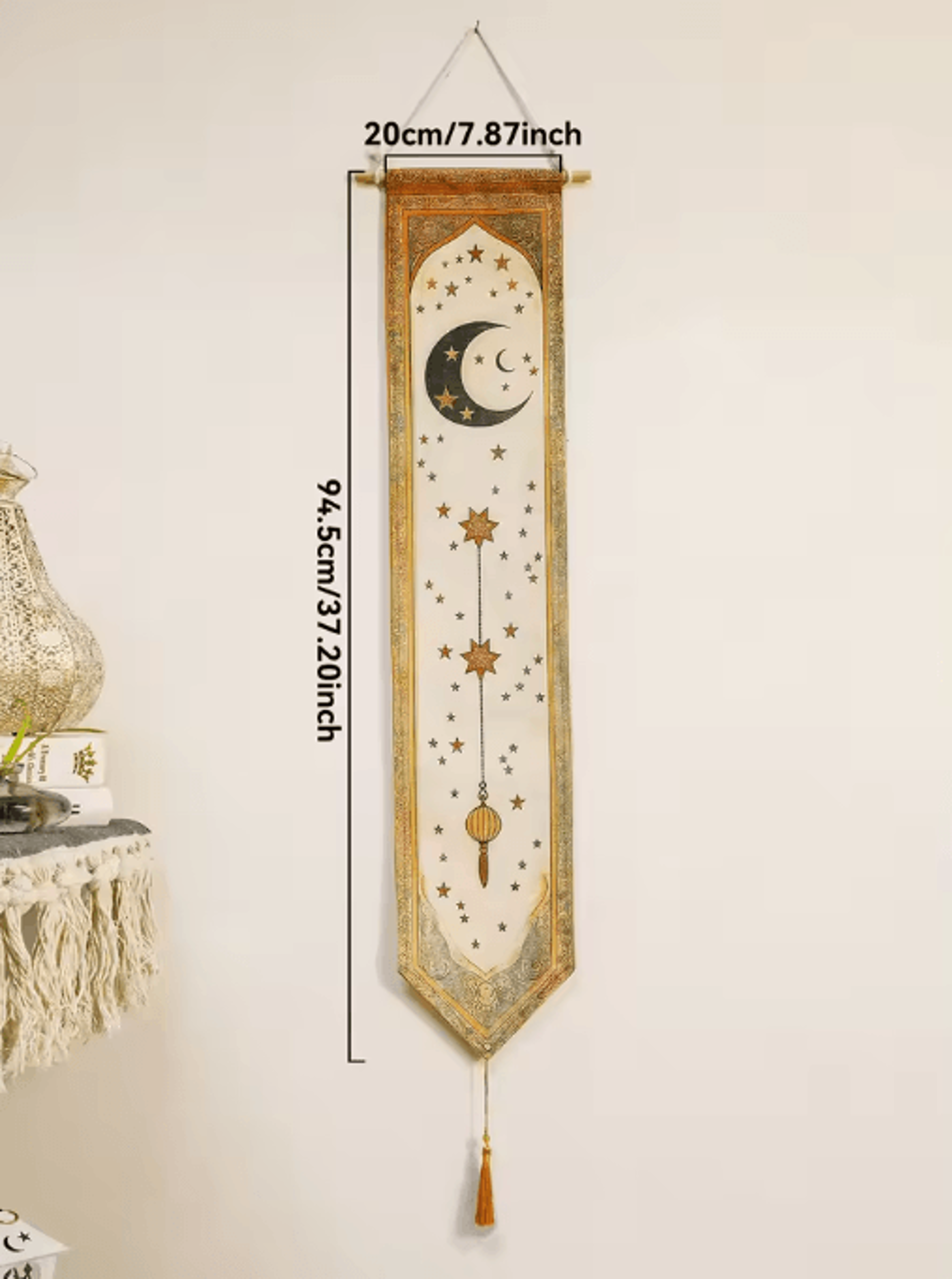 Islamic Ramadan Wall Banner Tapestry  Moon Star Lantern Eid Mubarak Decor For Home  Party 5