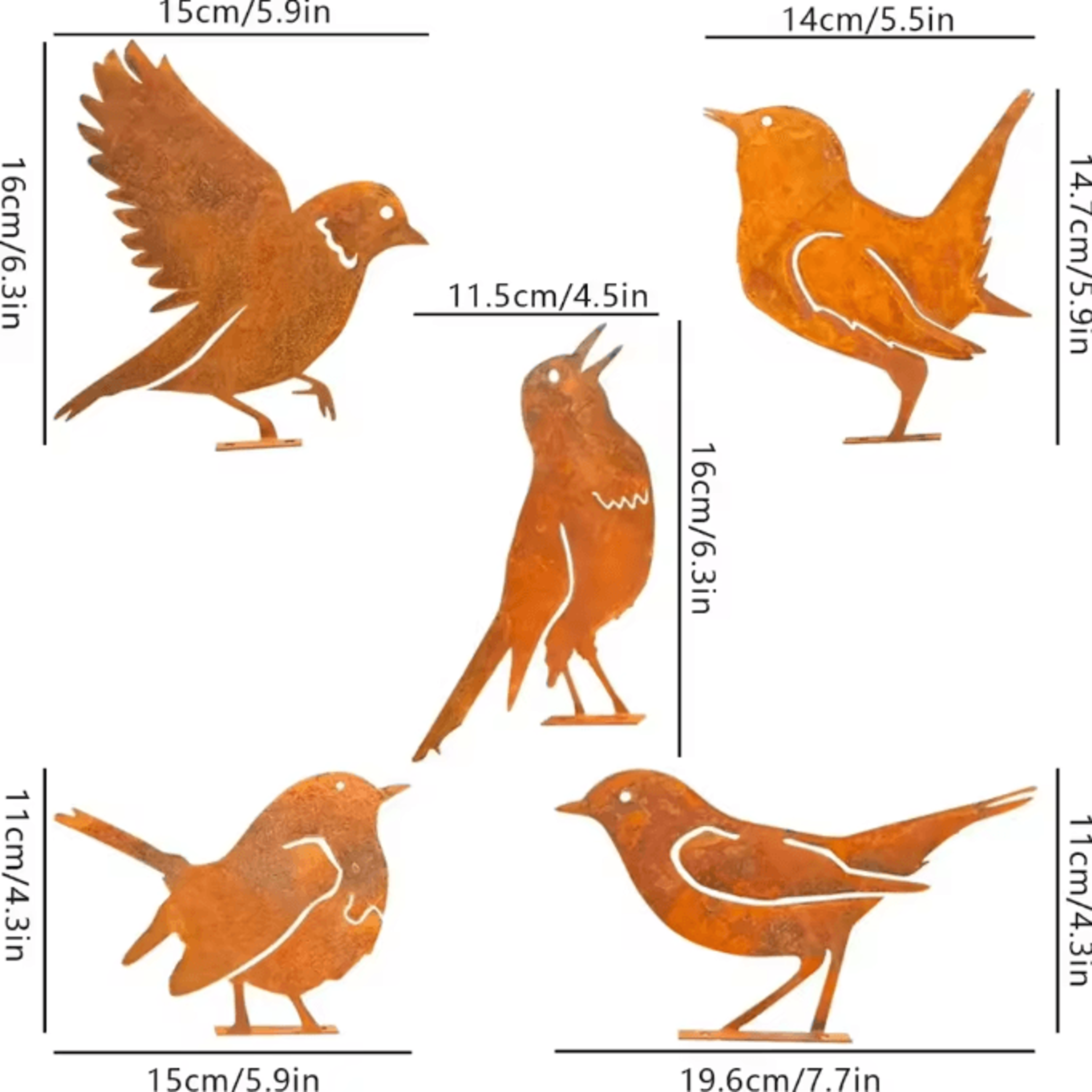 Rusty Metal Bird Silhouette Garden Stake  Rustic Outdoor Yard Art For Farmhouse Patio  Garden 5