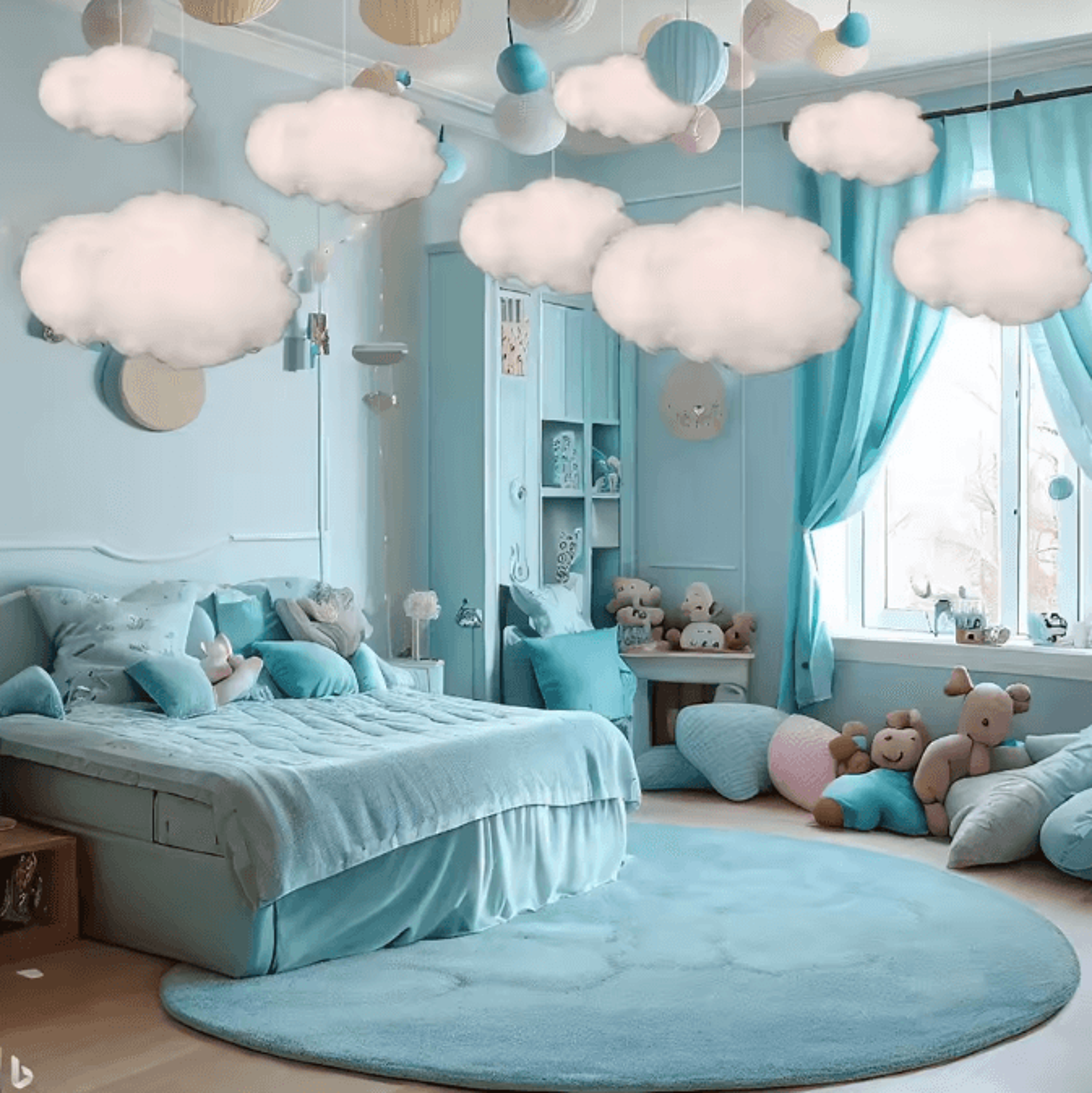 9pcs 3d artificial cloud ceiling decor – dreamy hanging cloud party set