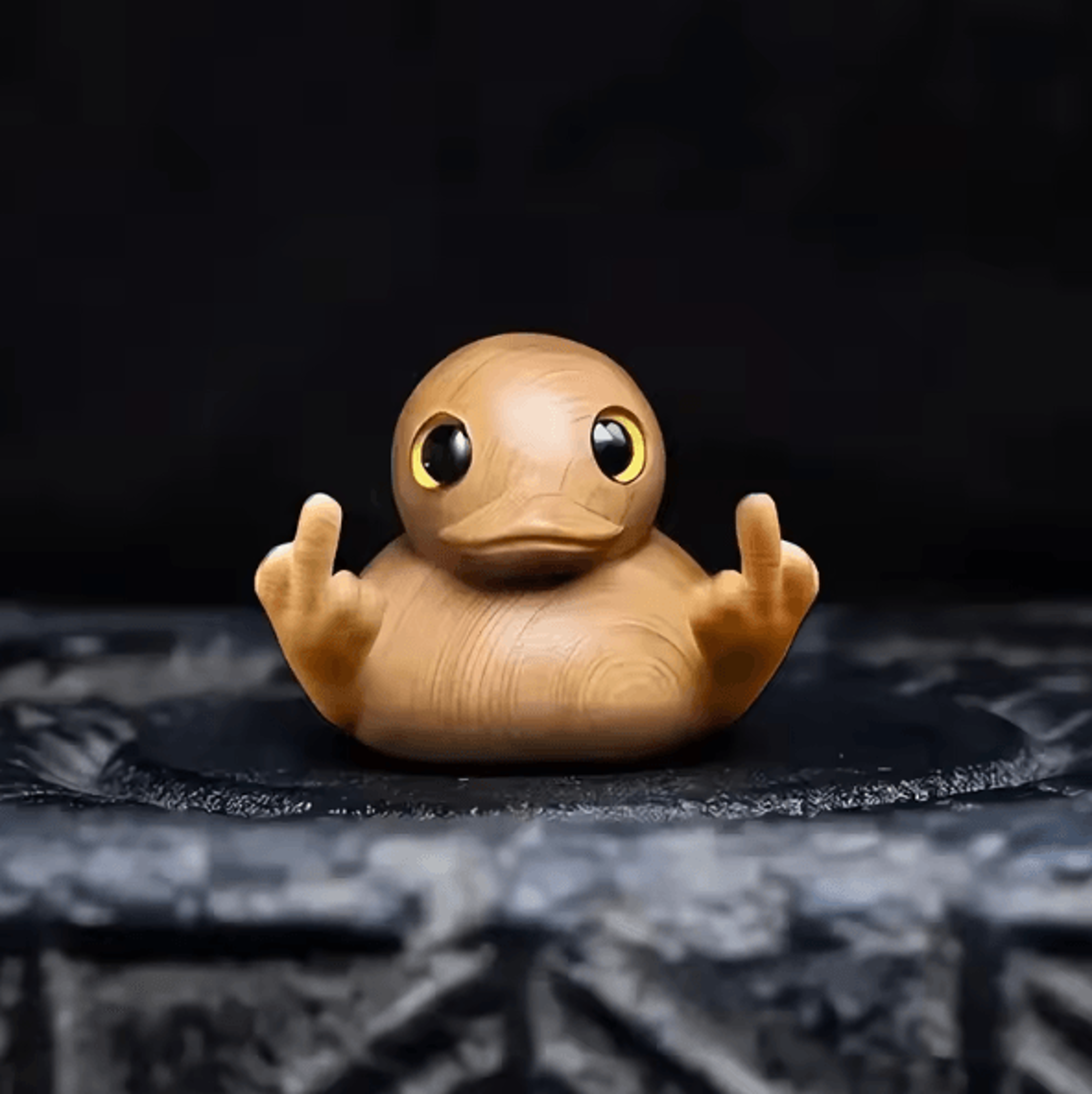 Handmade Wooden Middle Finger Duck  Funny Mini Desk  Garden Decor 2