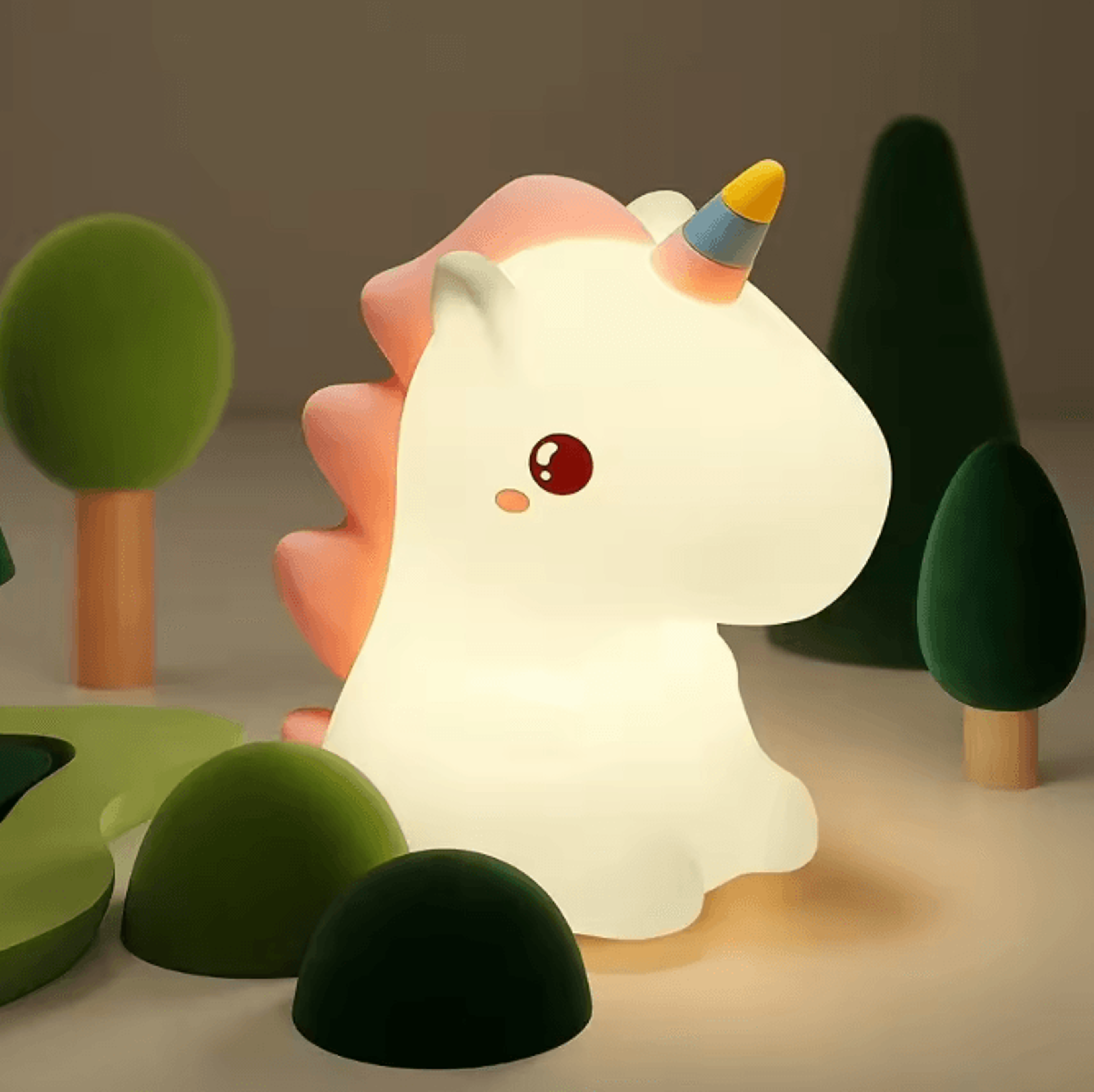 Cute Unicorn Silicone LED Night Light  USB Rechargeable Touch Lamp For Kids 1