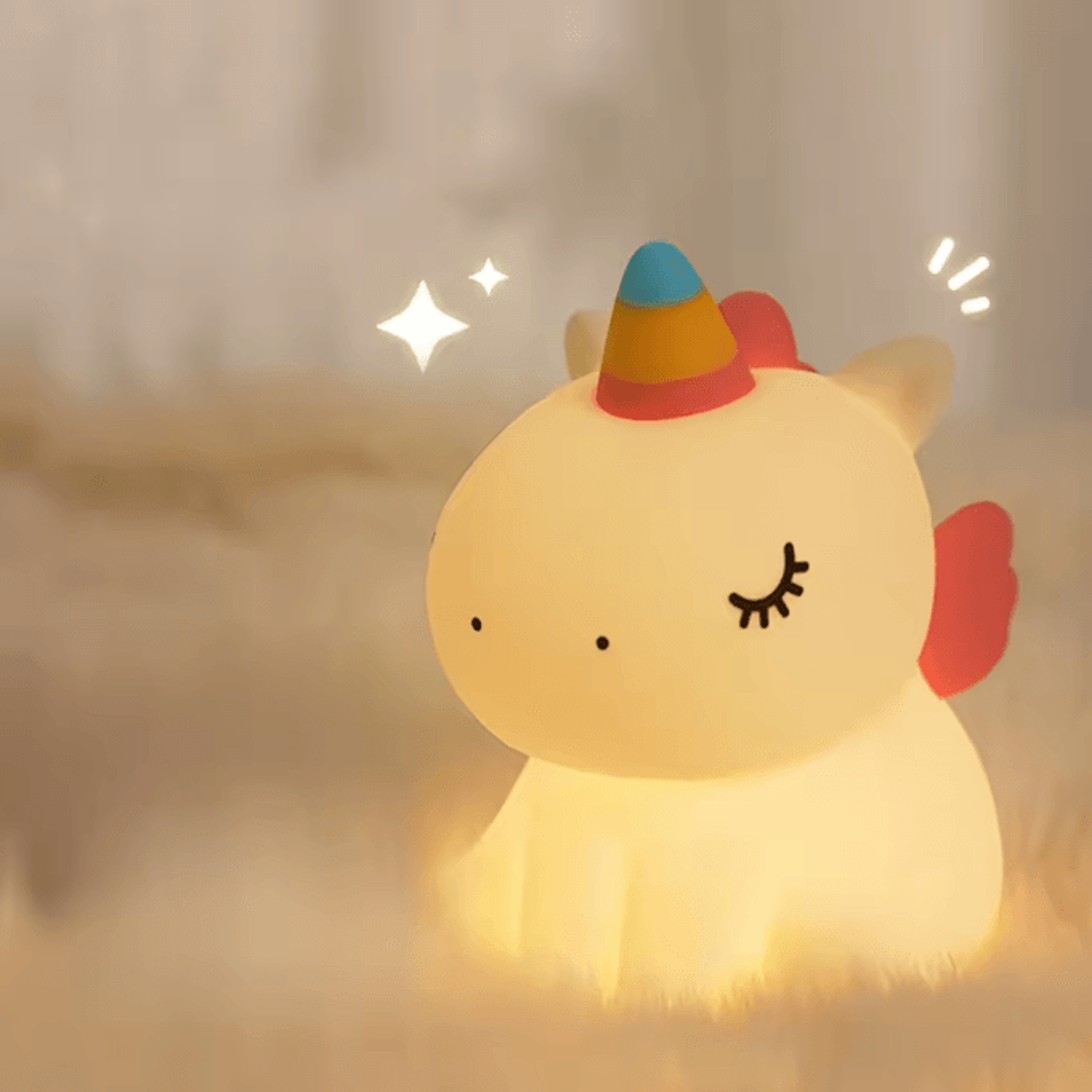 Cute Unicorn Silicone LED Night Light  USB Rechargeable Touch Lamp For Kids 4