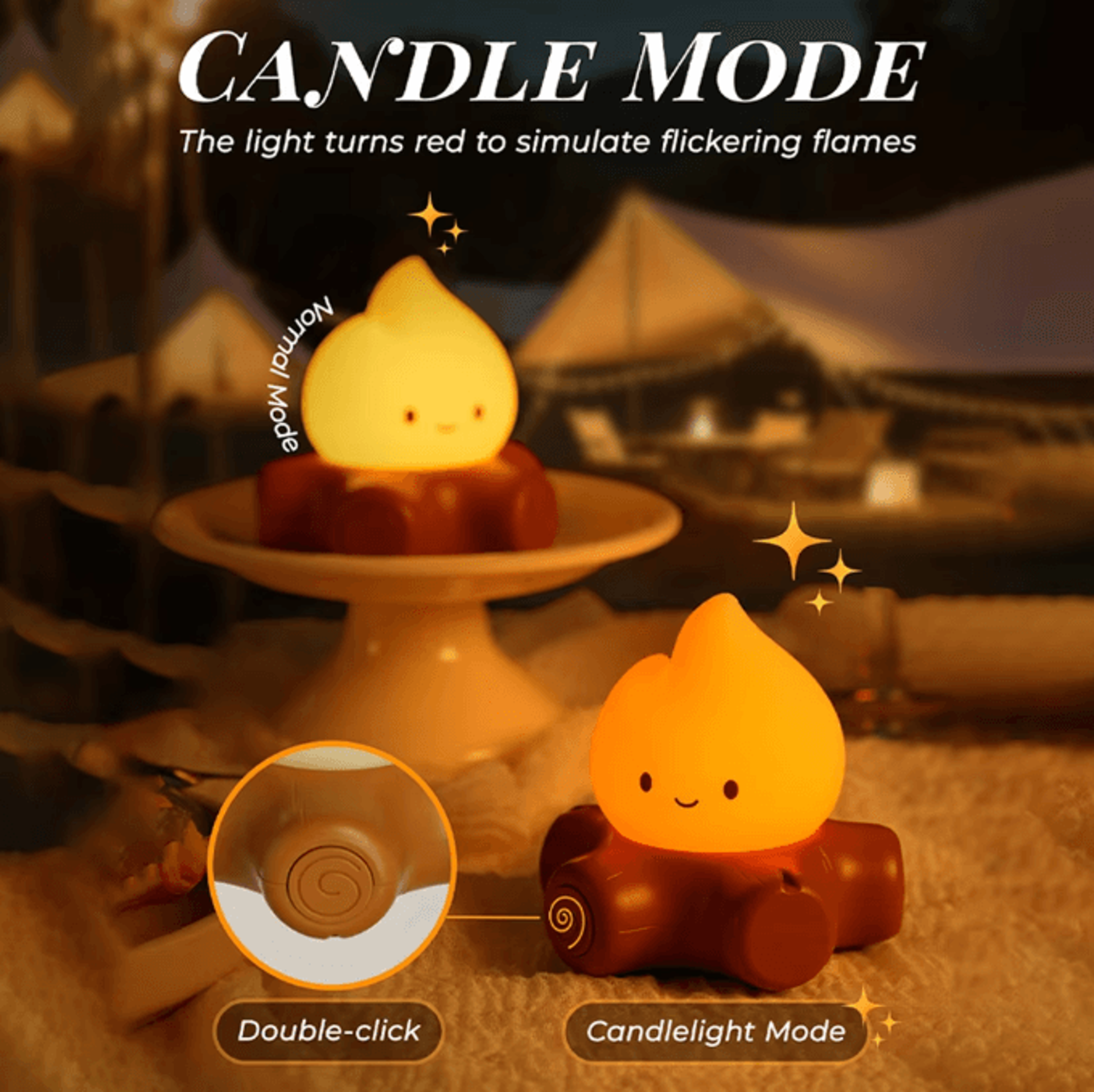 Campfire LED Night Light With White Noise  Cozy Flame Desk Lamp For Kids 1