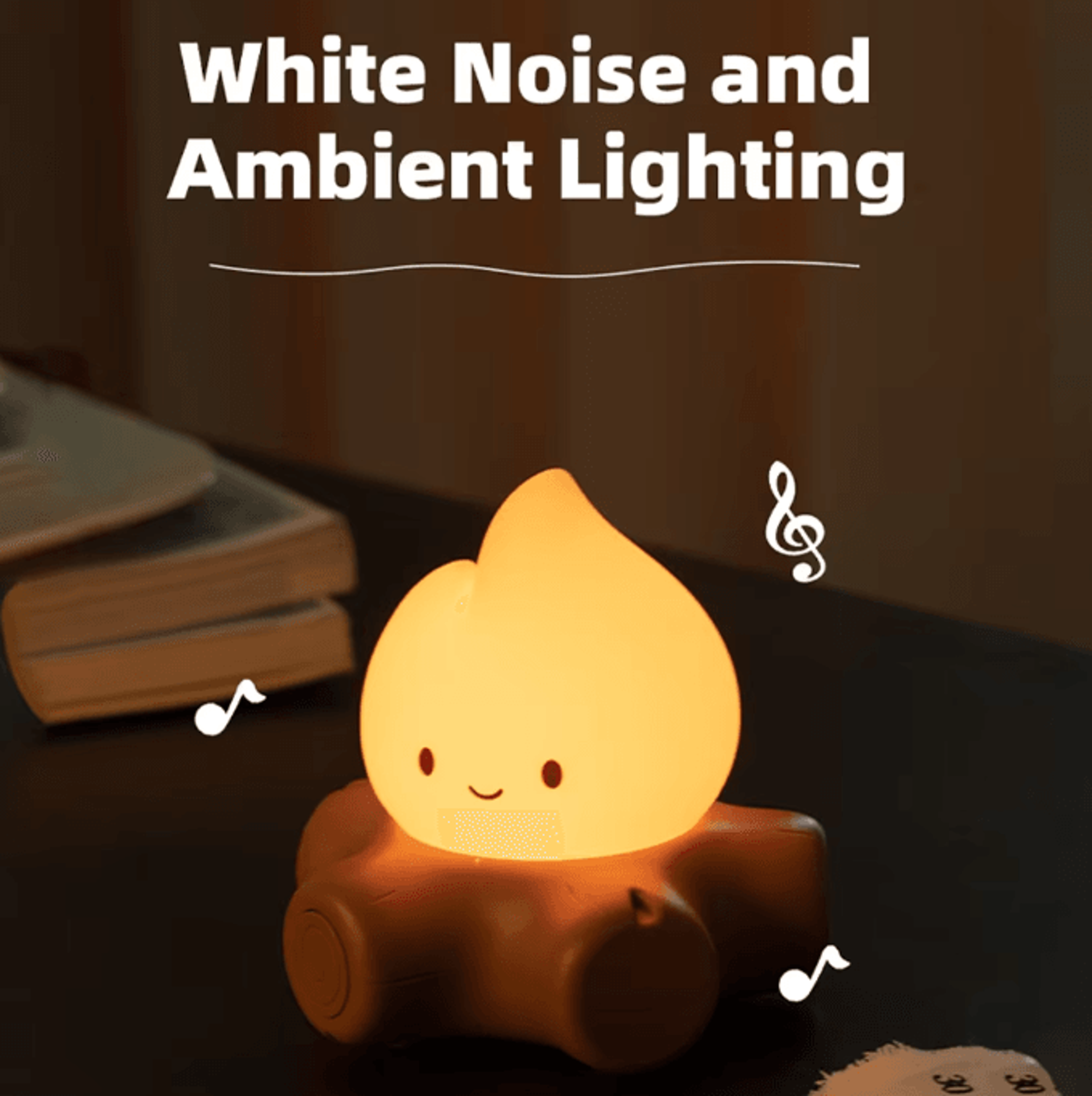 Campfire LED Night Light With White Noise  Cozy Flame Desk Lamp For Kids 3