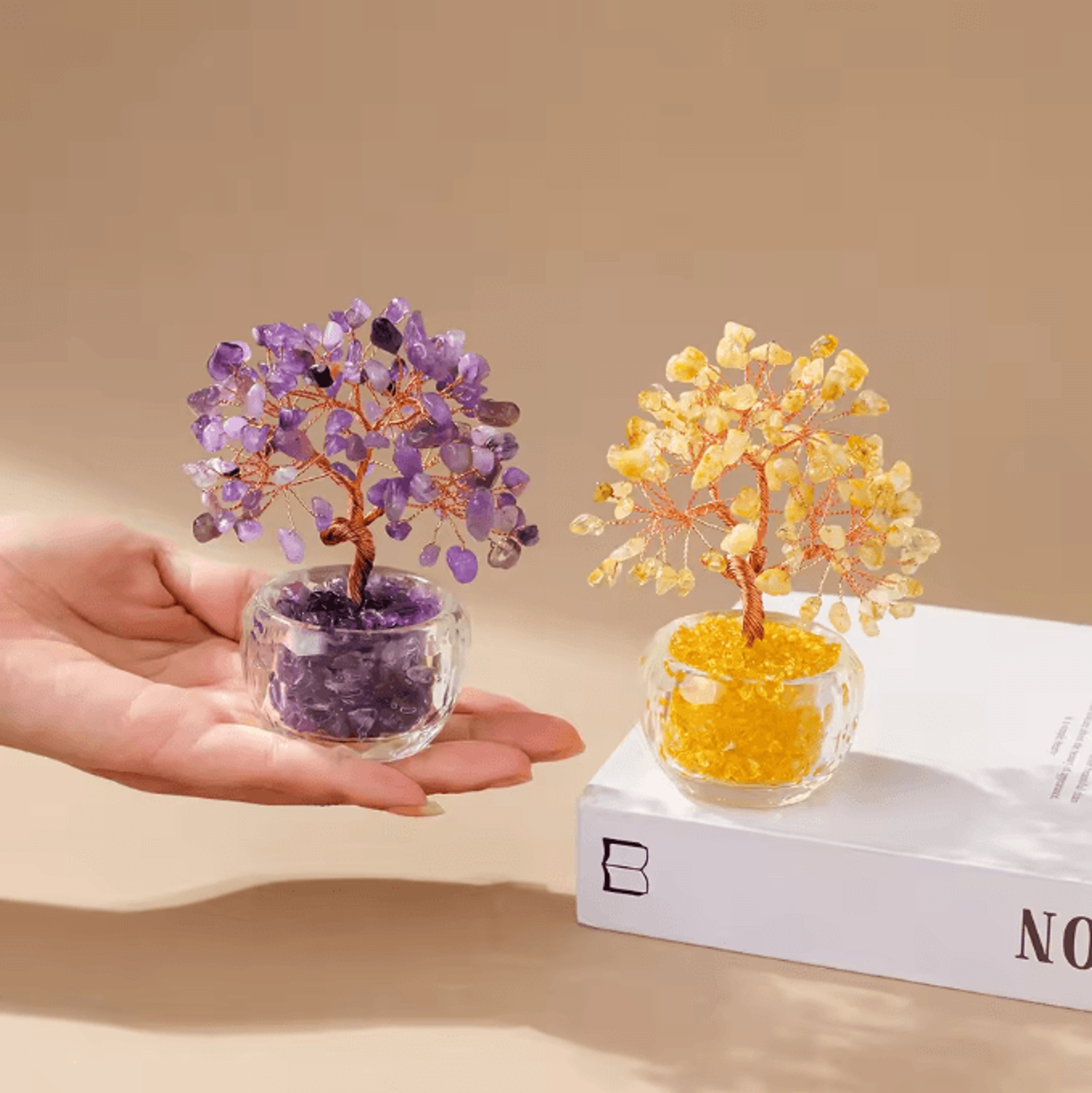 Natural Crystal Money Tree  Feng Shui Gemstone Abundance Decor 1