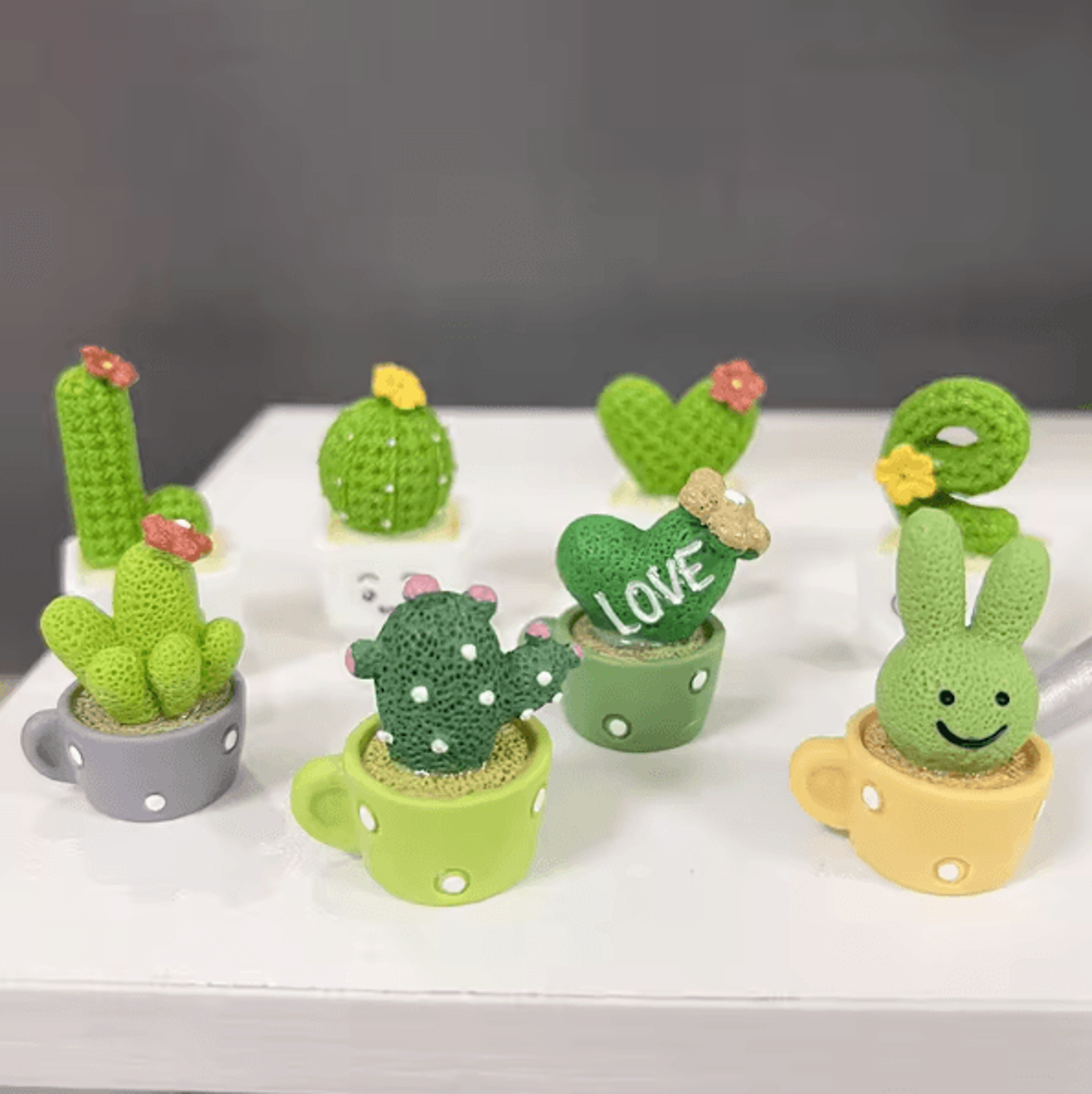 4PCS Mini Resin Succulent Cactus Set  Cute Desk  Home Decor Plants 1