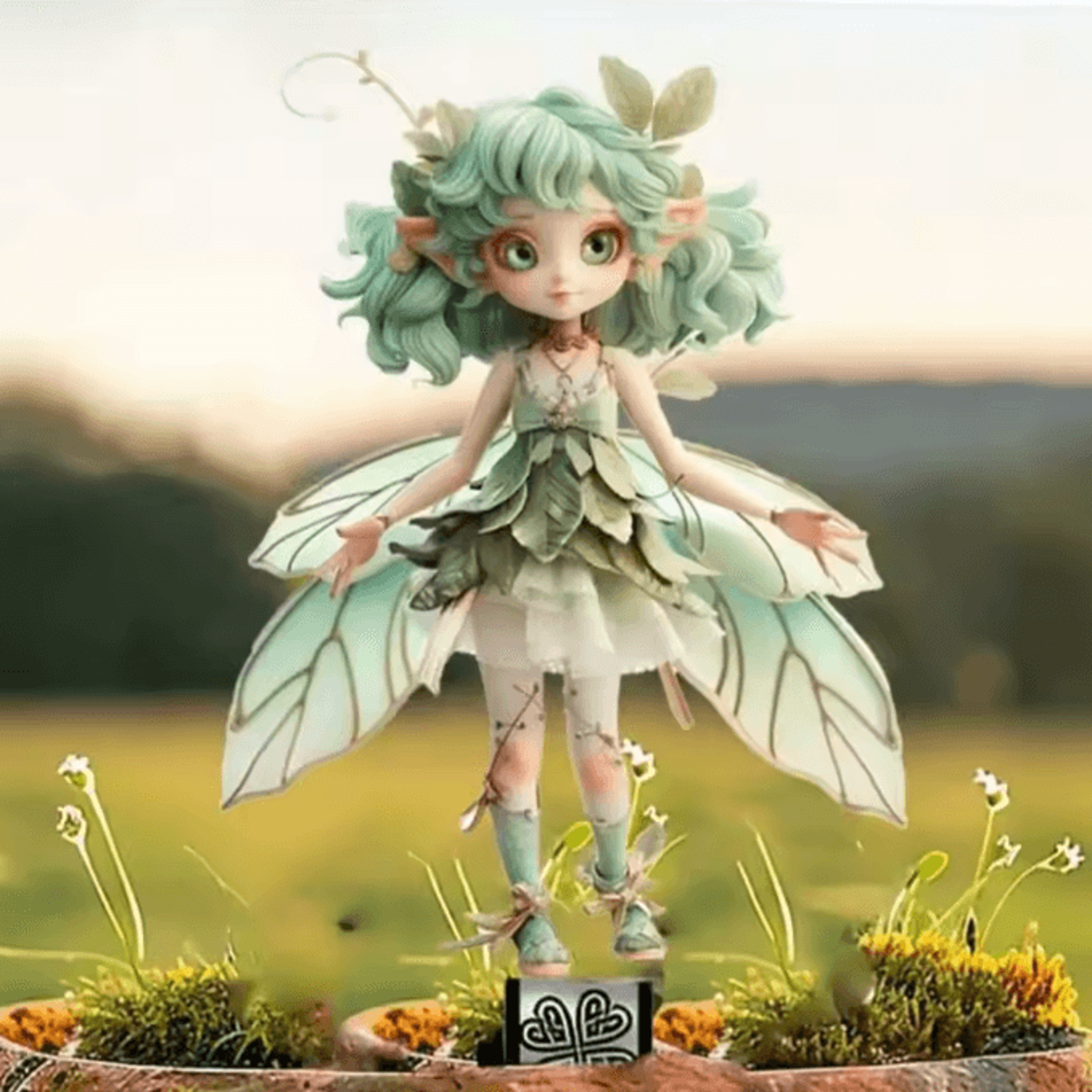 Flower Fairy Elf Garden Ornament  Color Glass Effect Courtyard Decor 1