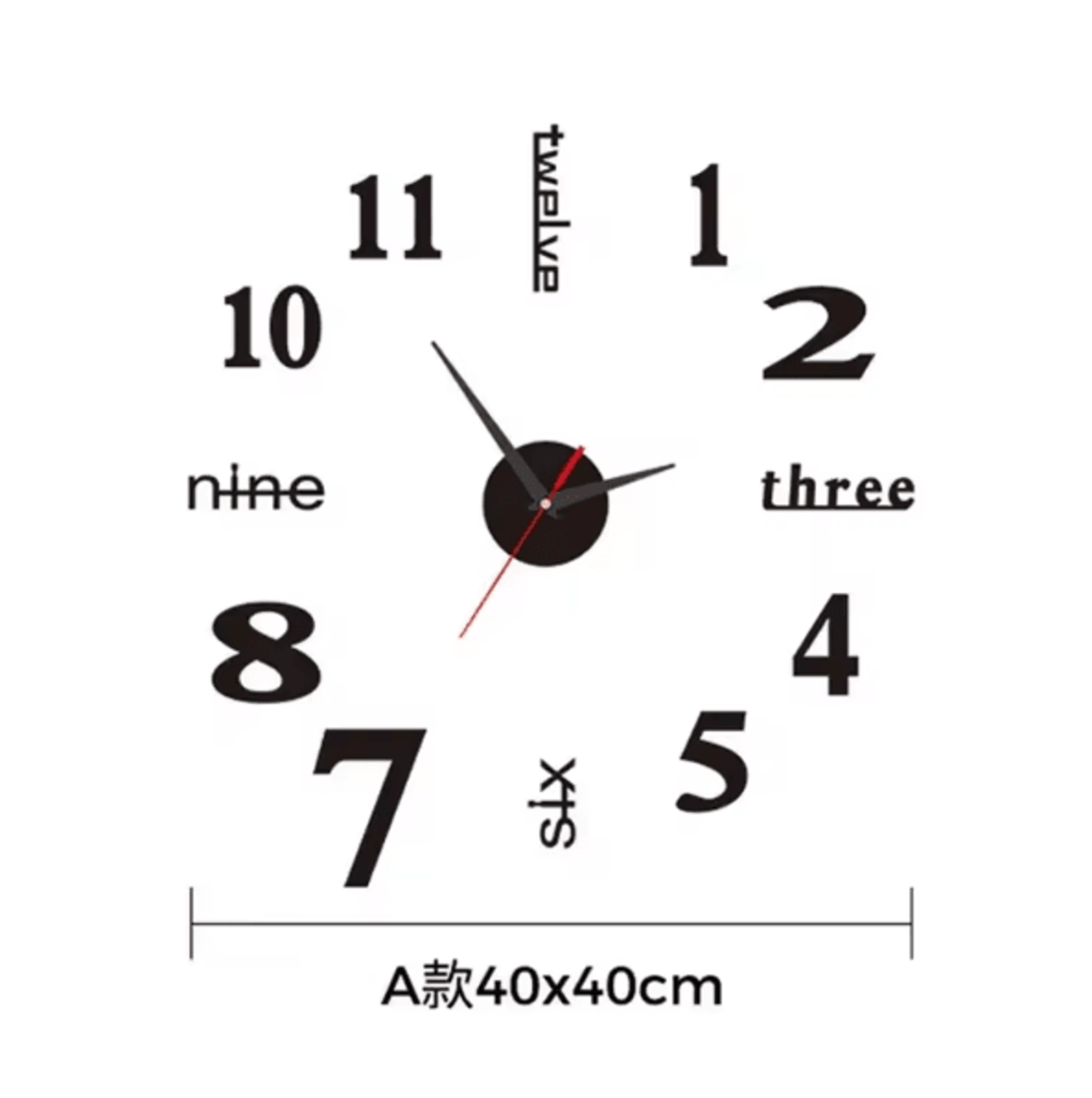 Large 3D DIY Wall Sticker Clock  Modern Frameless Silent Home Decor 1