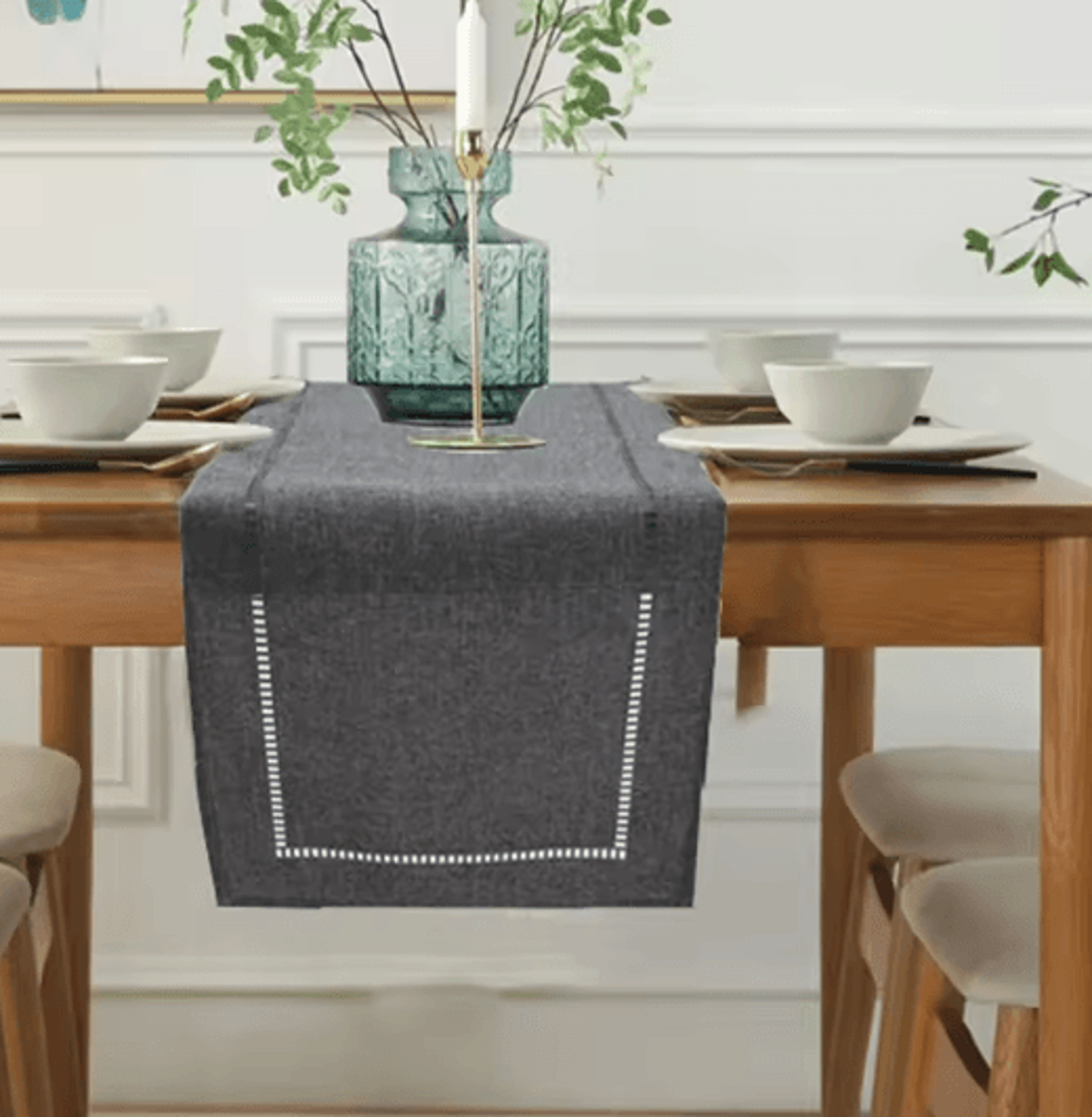 basic linen table runner – minimalist neutral dining decor