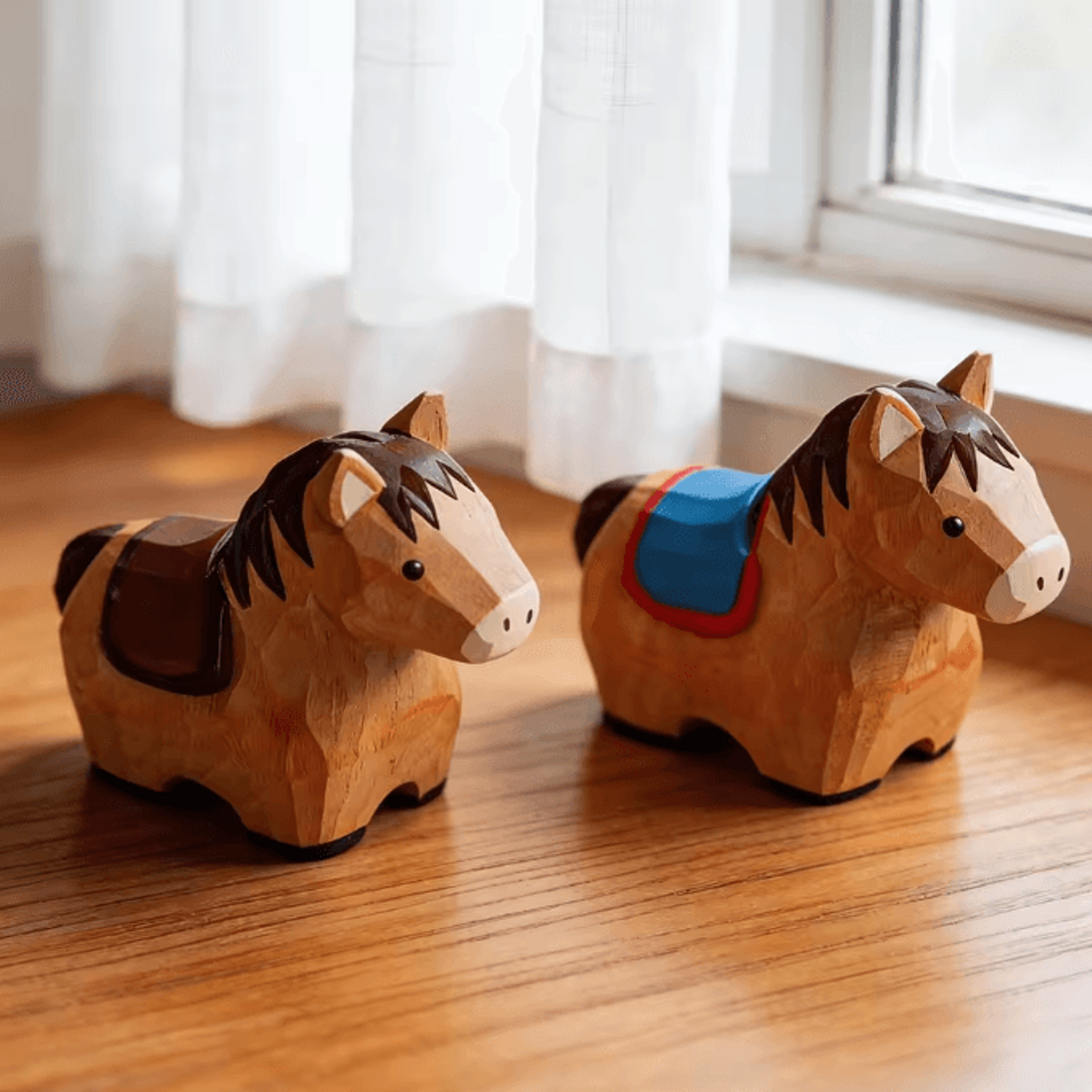 Handcrafted Wooden Horse Figurine  Rustic Animal Carving Decor 1