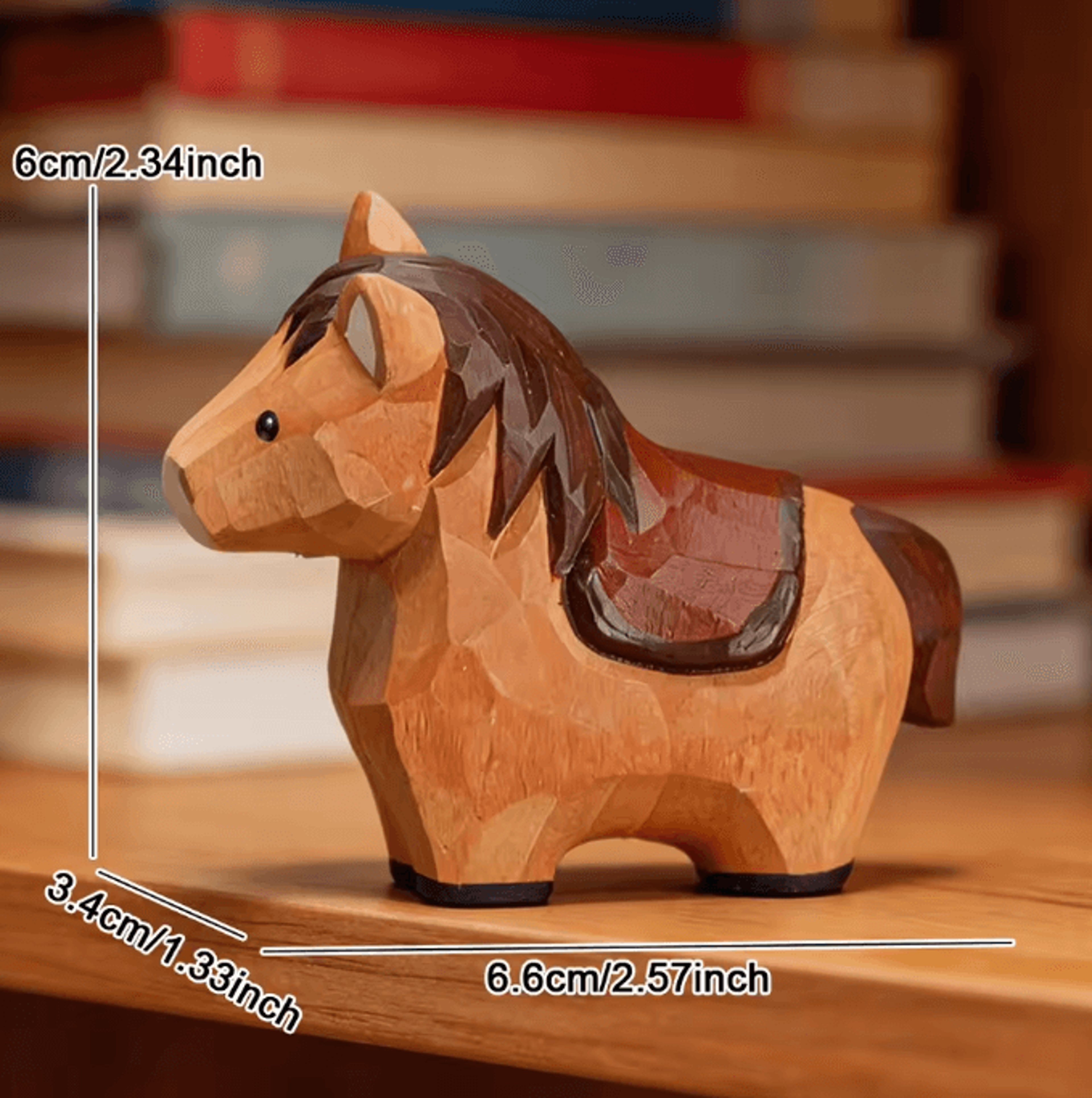 Handcrafted Wooden Horse Figurine  Rustic Animal Carving Decor 4