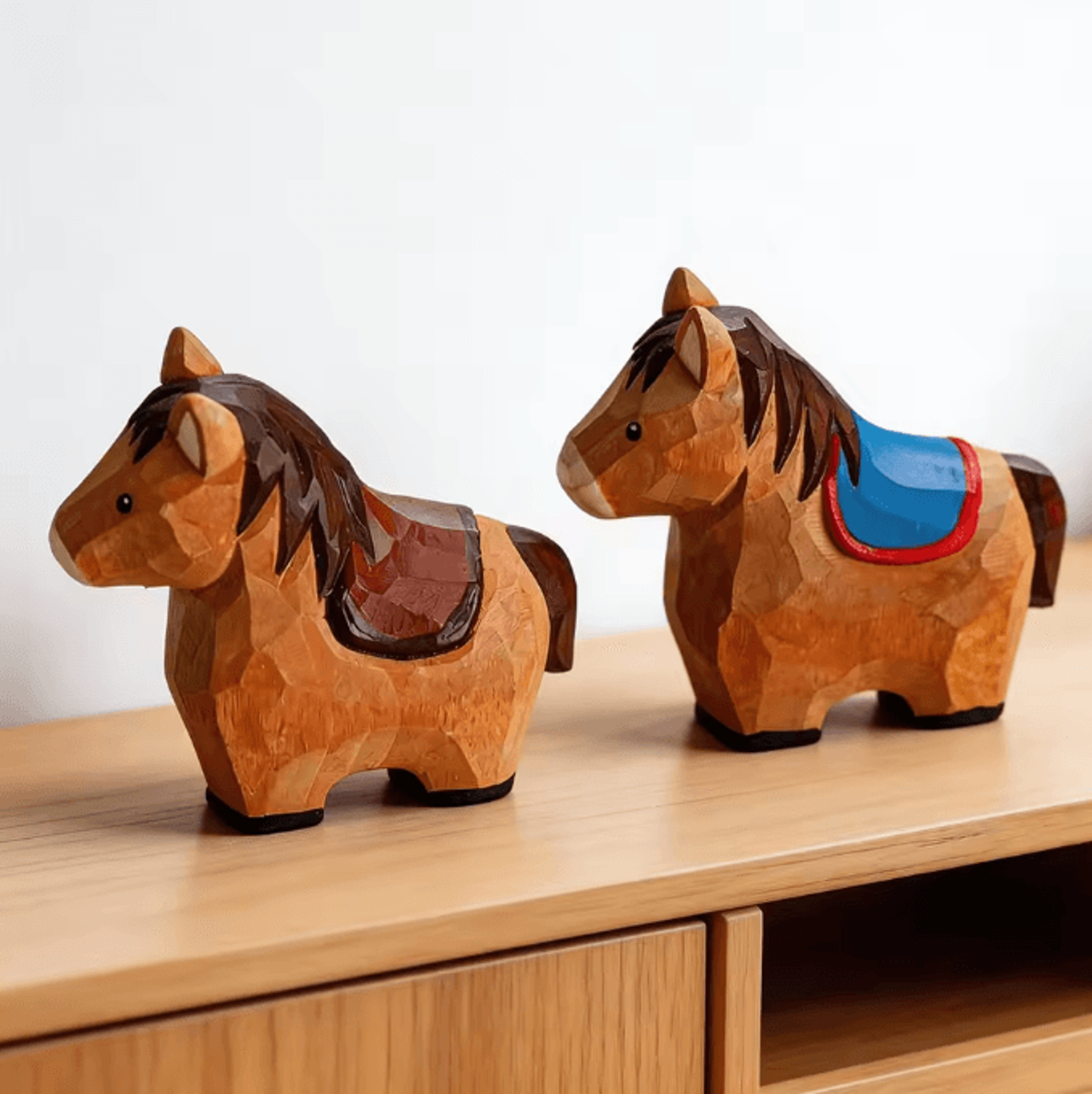 Handcrafted Wooden Horse Figurine  Rustic Animal Carving Decor 7