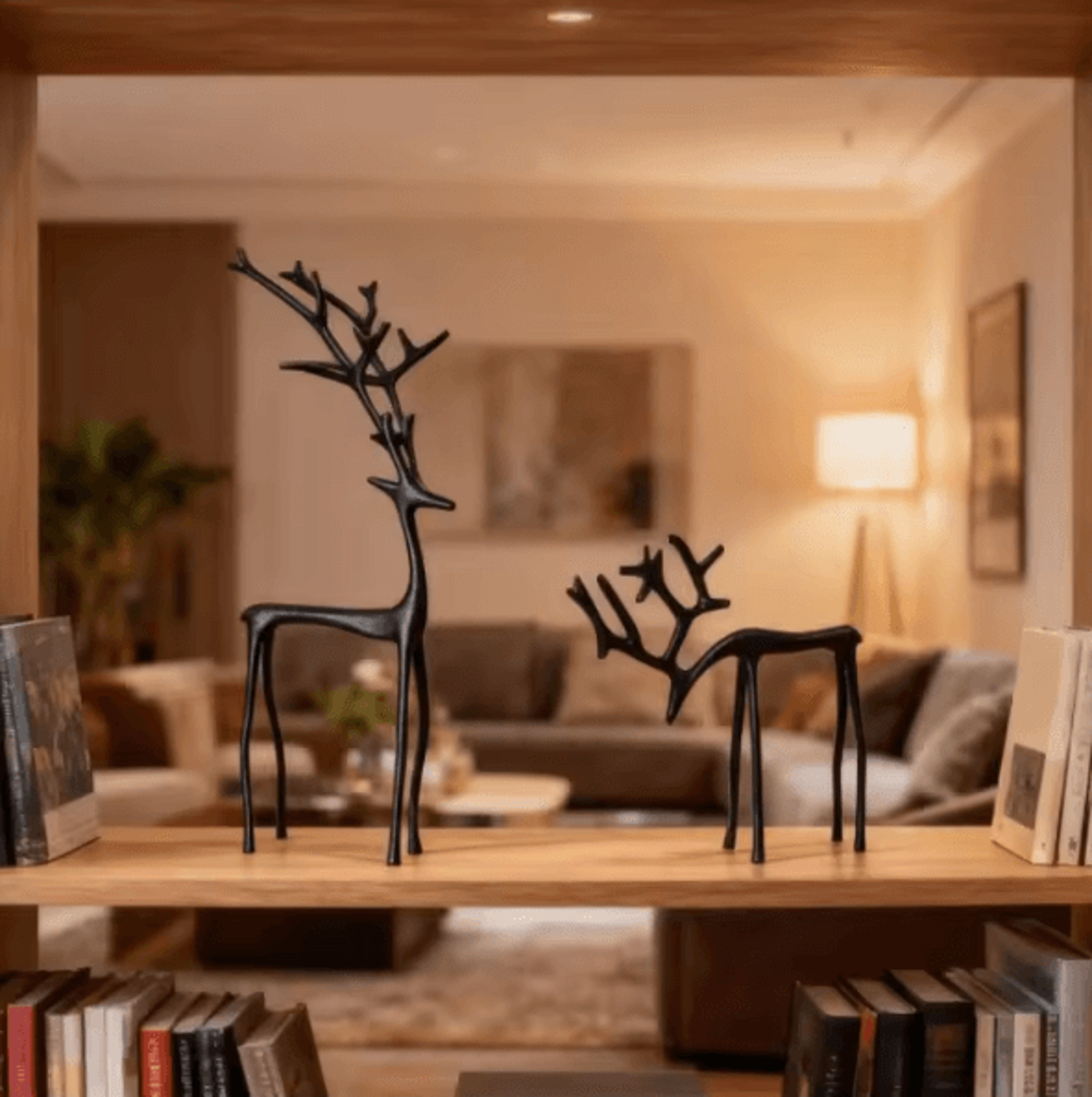 European Style Deer Figurine Set  Elegant Christmas Reindeer Home Decor 1