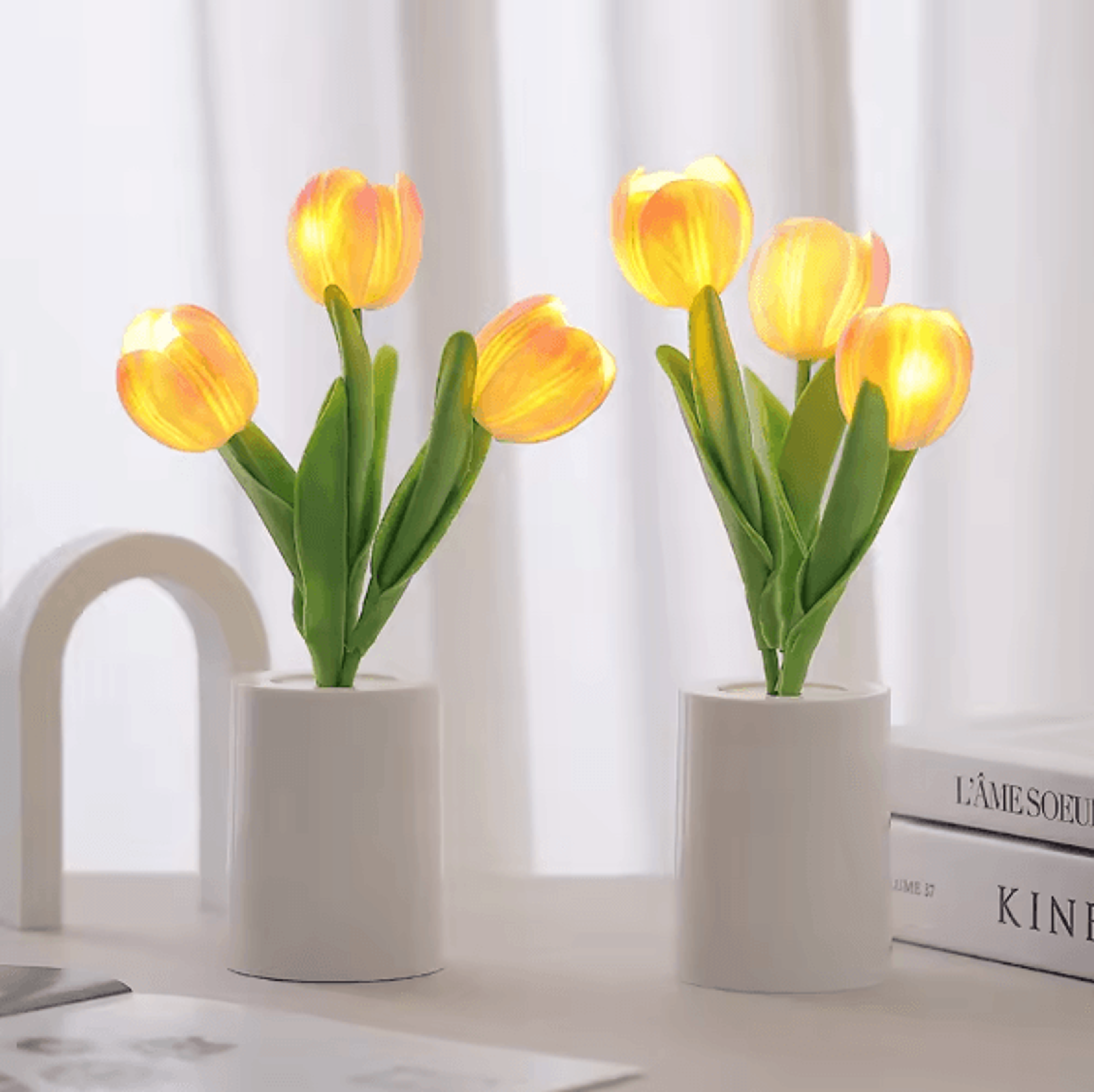 Rechargeable Tulip LED Table Lamp  3 Color Dimmable Romantic Flower Night Light 2