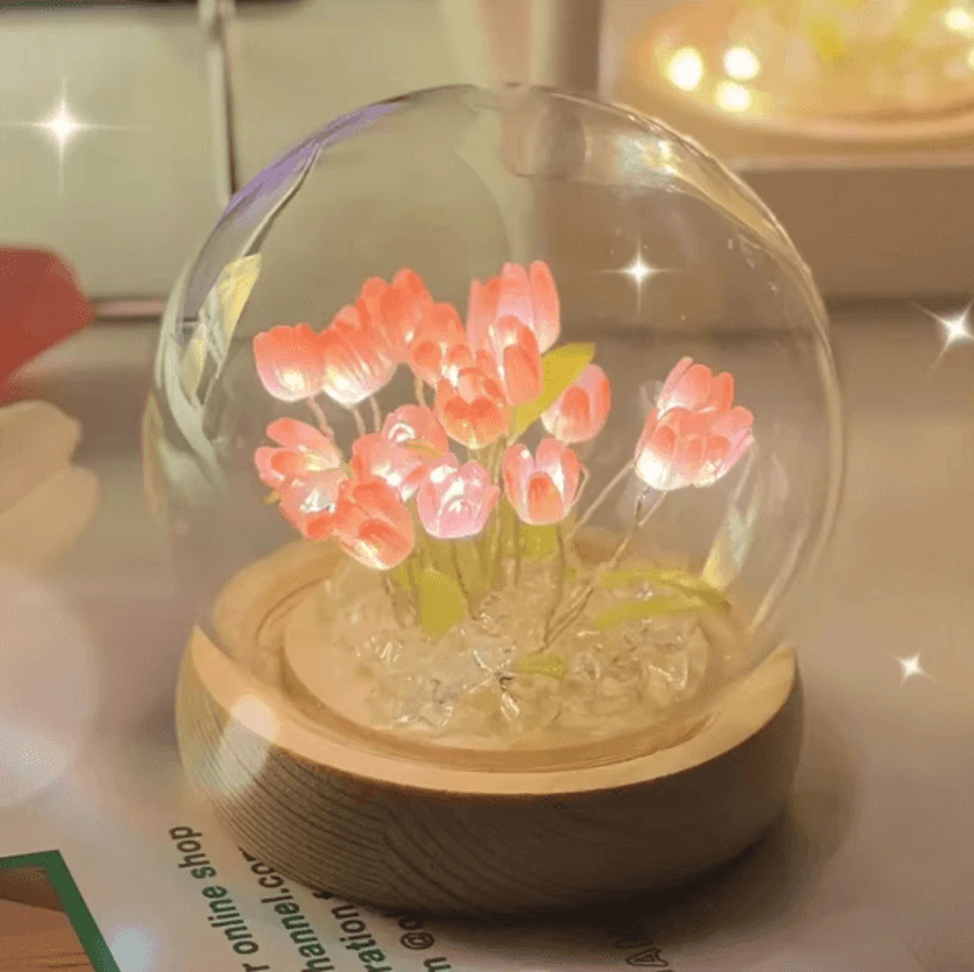 Handmade DIY Tulip Flower Night Light  Romantic LED Bedside Table Lamp 3