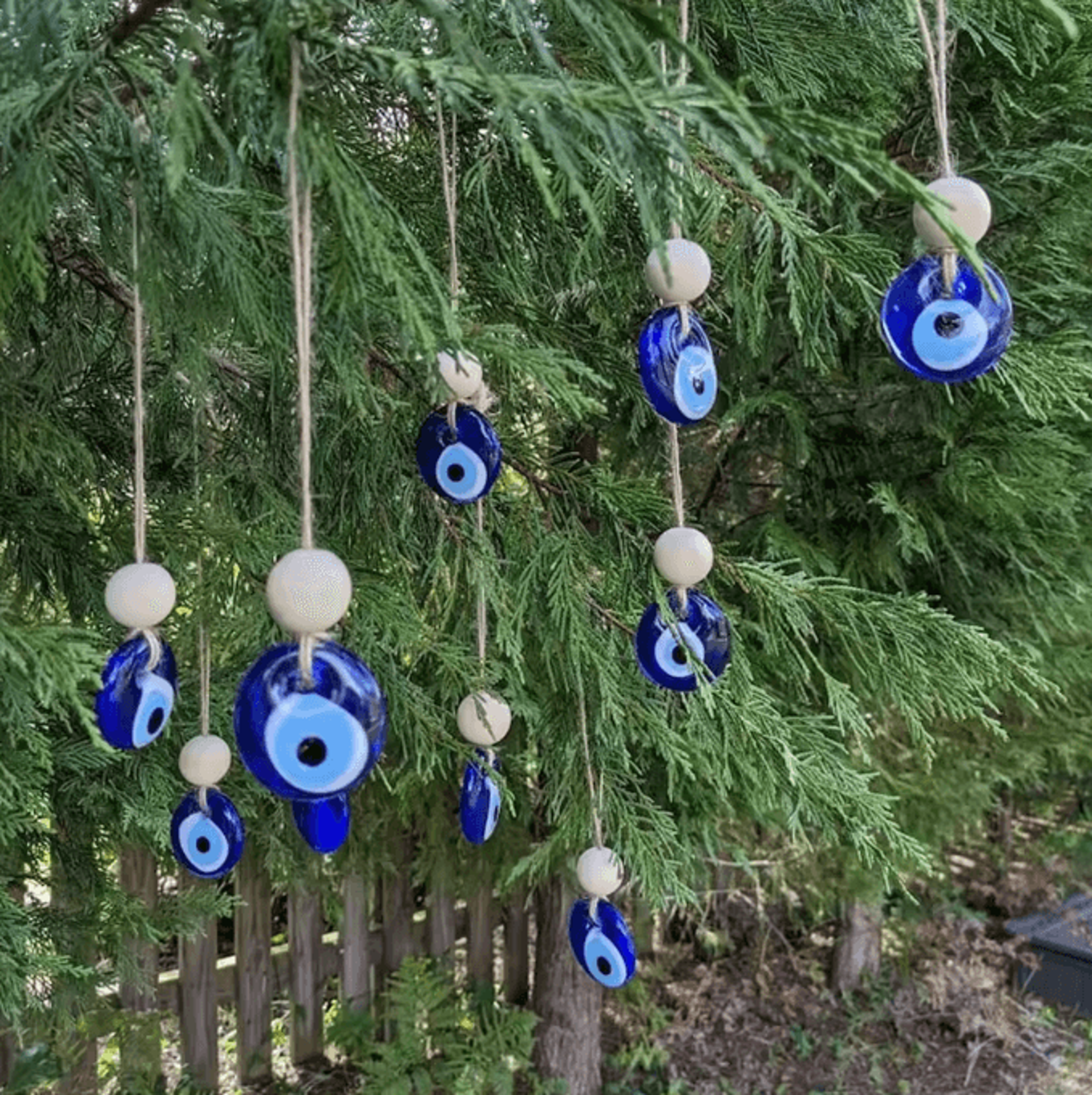 Turkish Blue Evil Eye Glass Wall Hanging  Protective Home Decor Charm 2