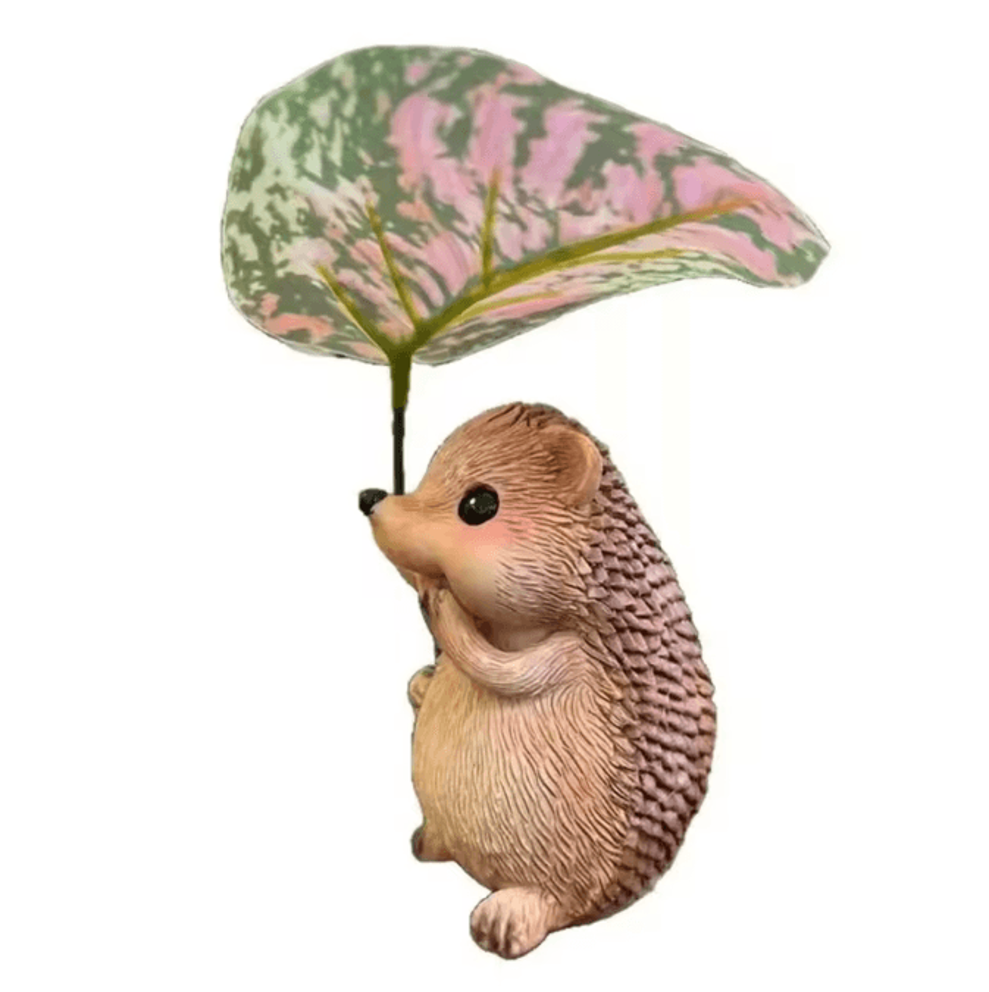 Cute Hedgehog Garden Statue With Leaf Umbrella  Resin Animal Figurine Outdoor Decor 4