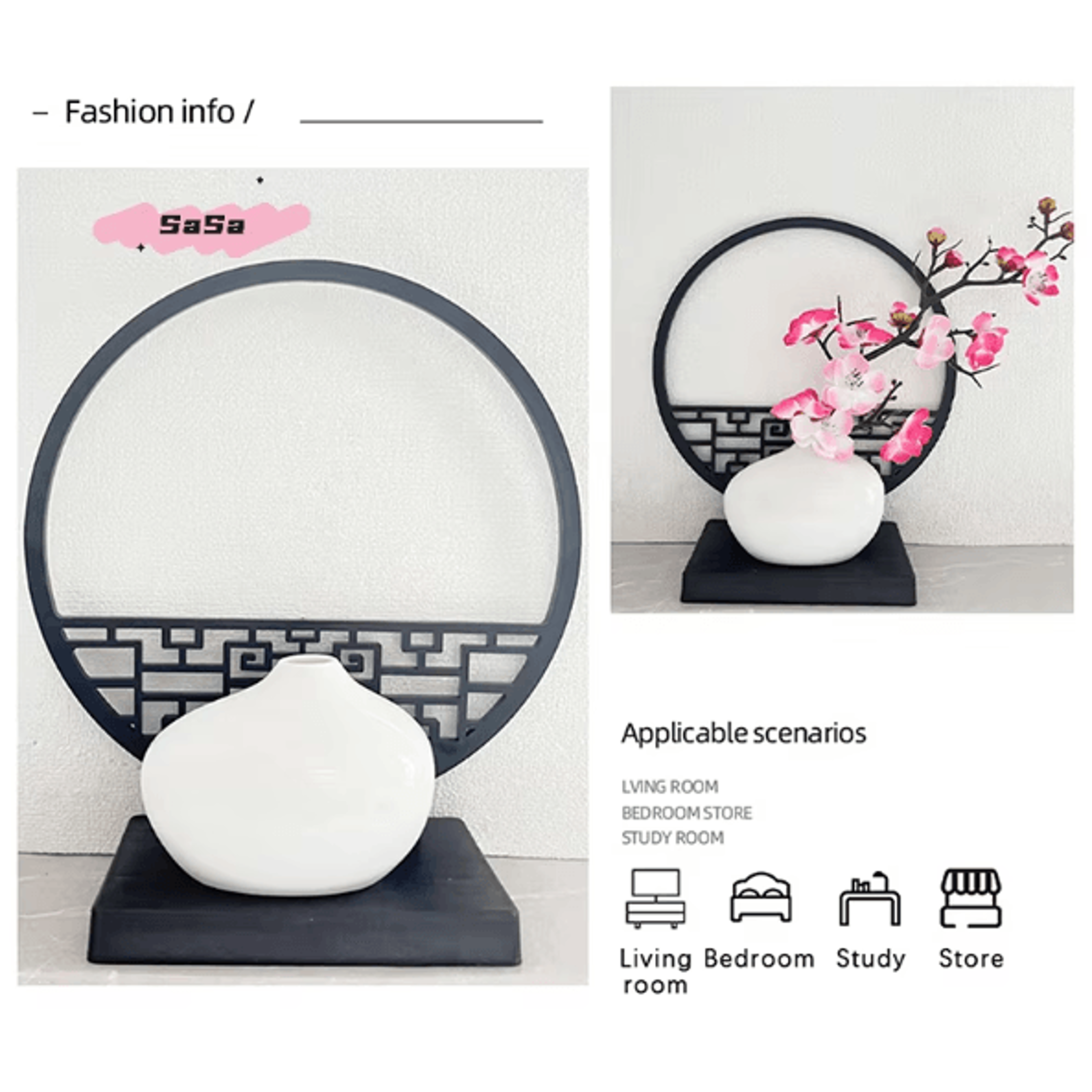 Elegant Artificial Plum Blossom Bonsai With Screen Base  ChineseInspired Mini Bonsai Tree Decor 2