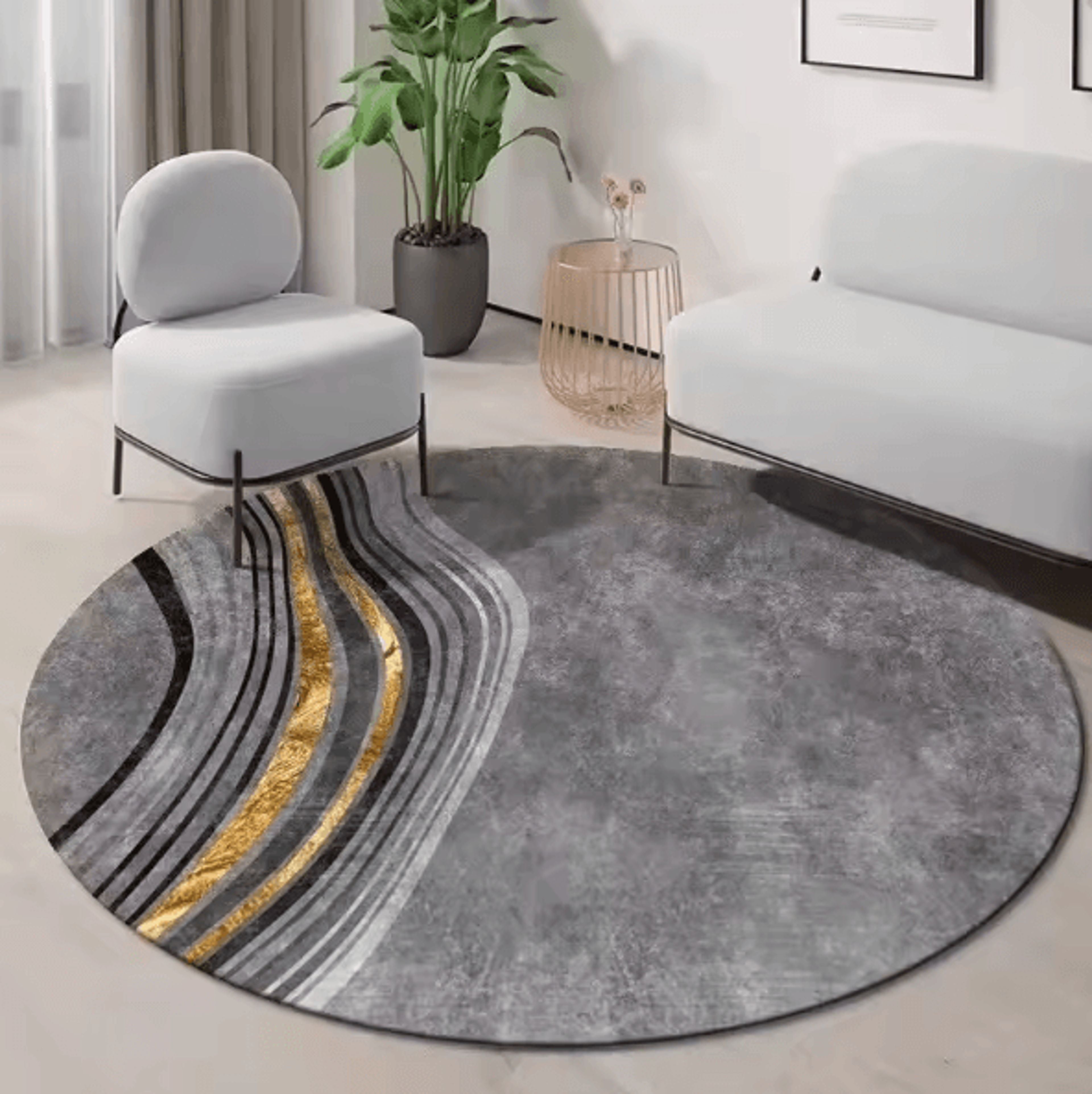 modern irregular area rug – washable non-slip minimalist carpet for living room & bedroom