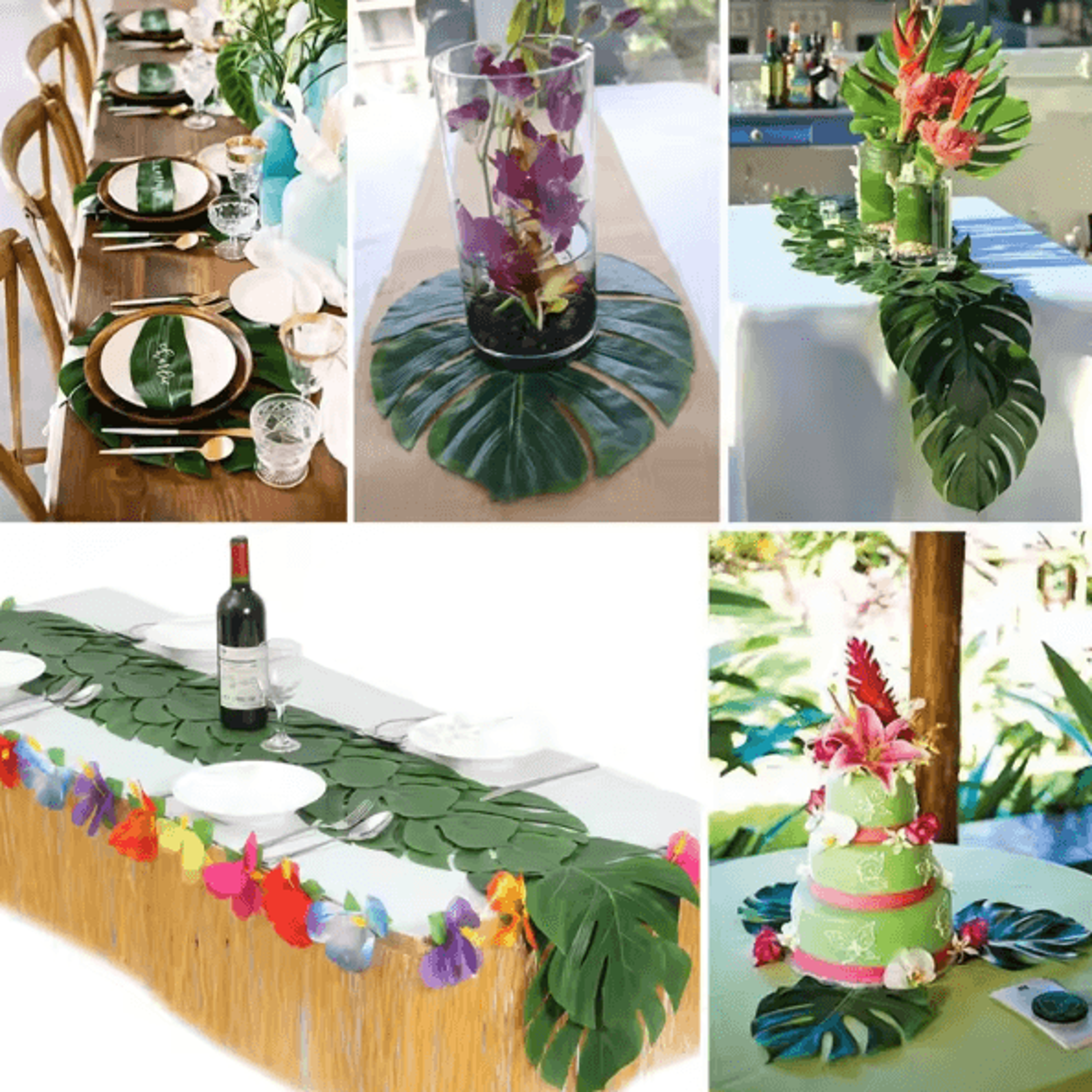 12PCS Artificial Tropical Palm Leaves  Hawaiian Luau Party  Home Decor Set 3