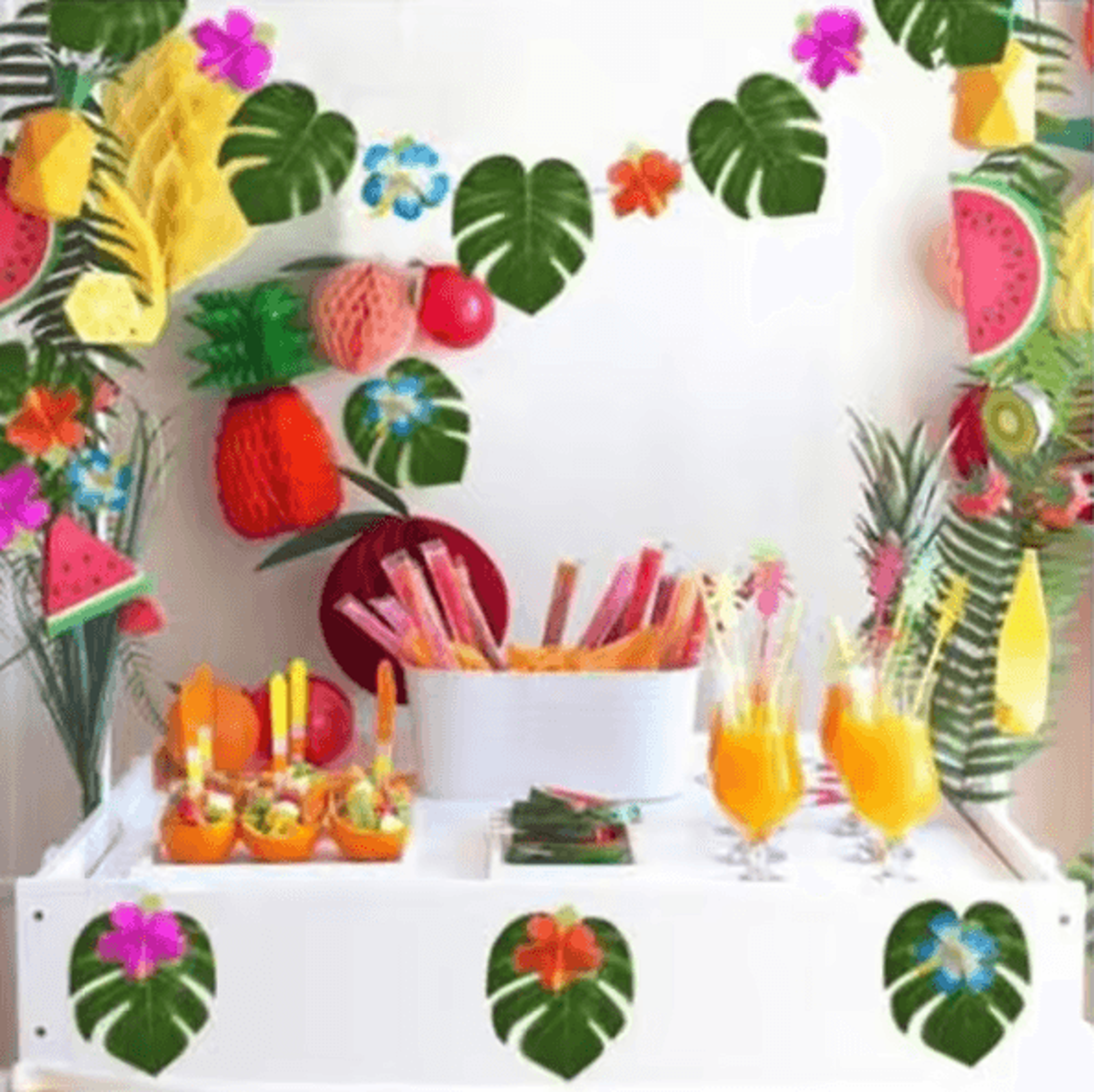 12PCS Artificial Tropical Palm Leaves  Hawaiian Luau Party  Home Decor Set 5