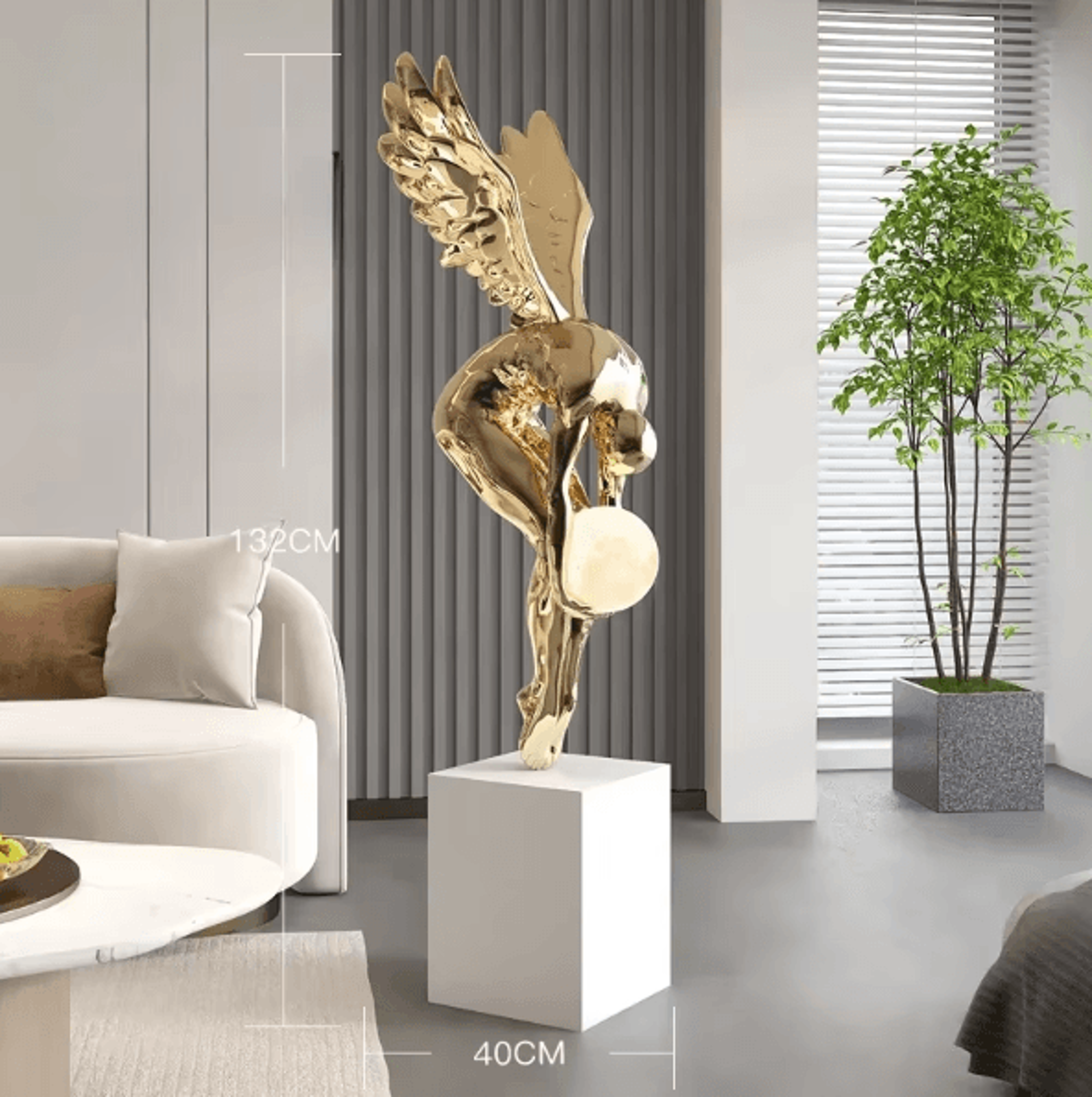 Gradient Violent Bear Statue  Luxury Resin Mirror Sculpture For Modern Living Room Decor 3