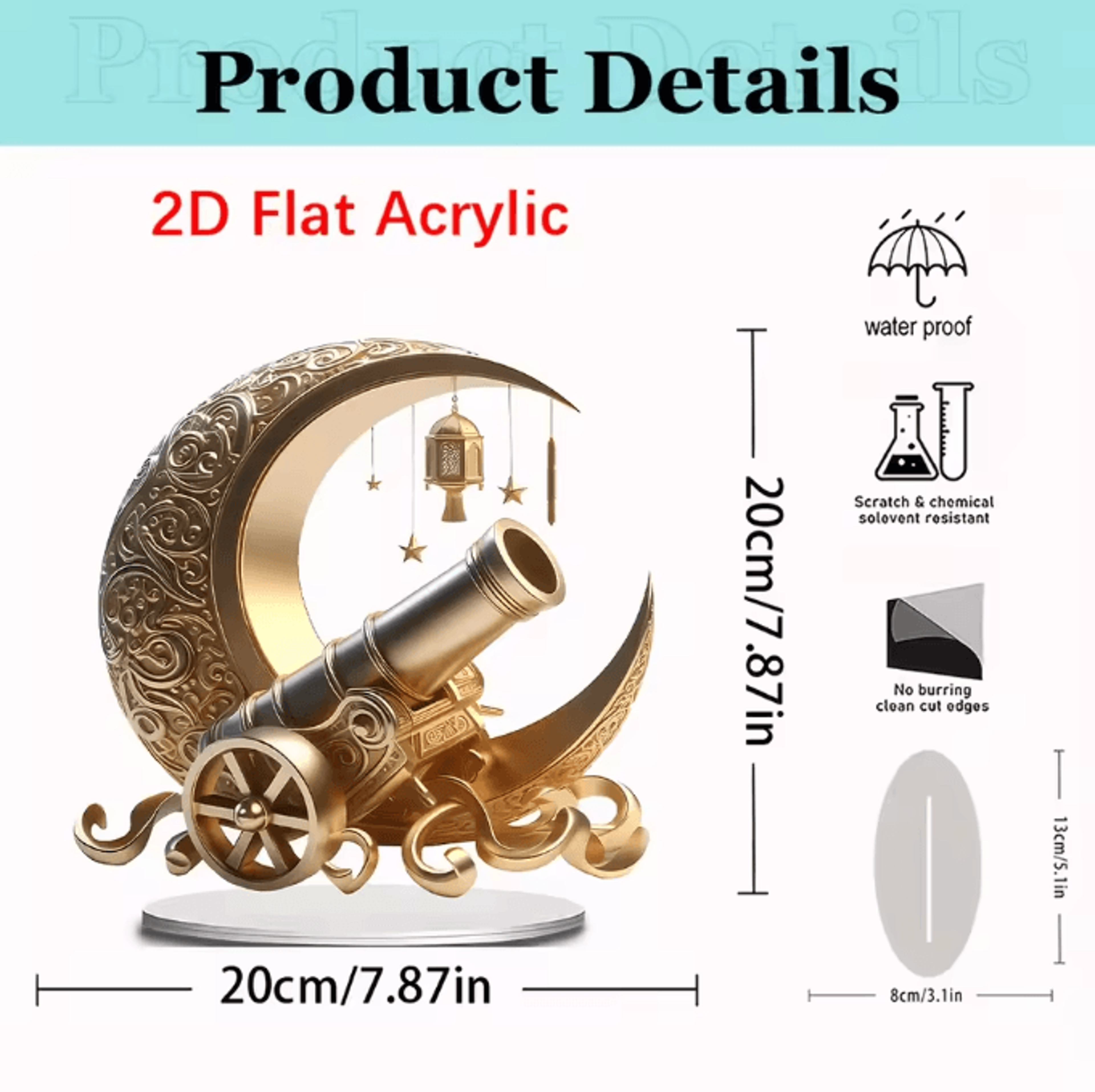 Moon  Lantern Acrylic Ramadan Decor  Crescent Star Desktop Ornament For Home  Office 3