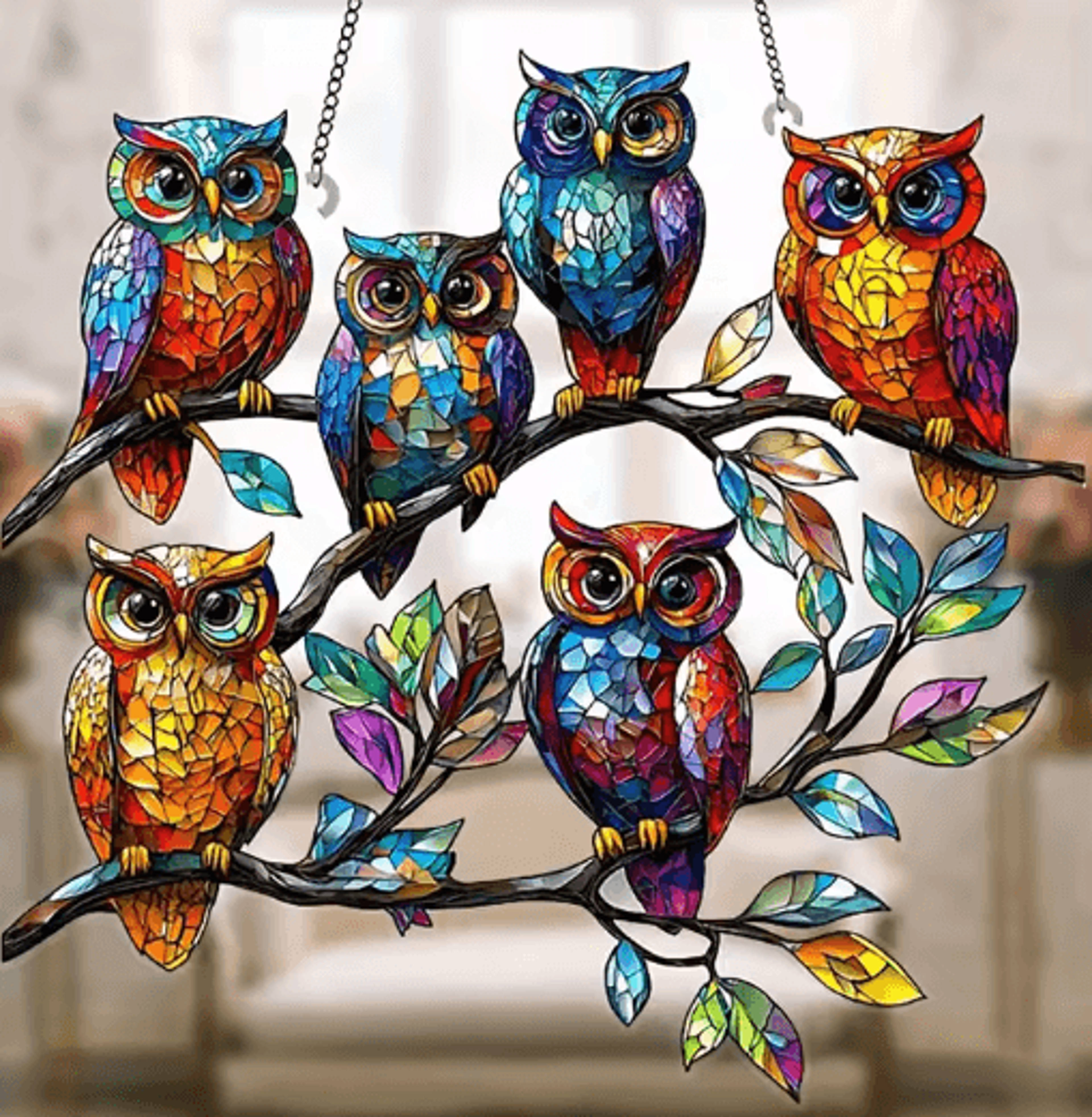 colorful owl pendant light – decorative animal hanging lamp for home & garden