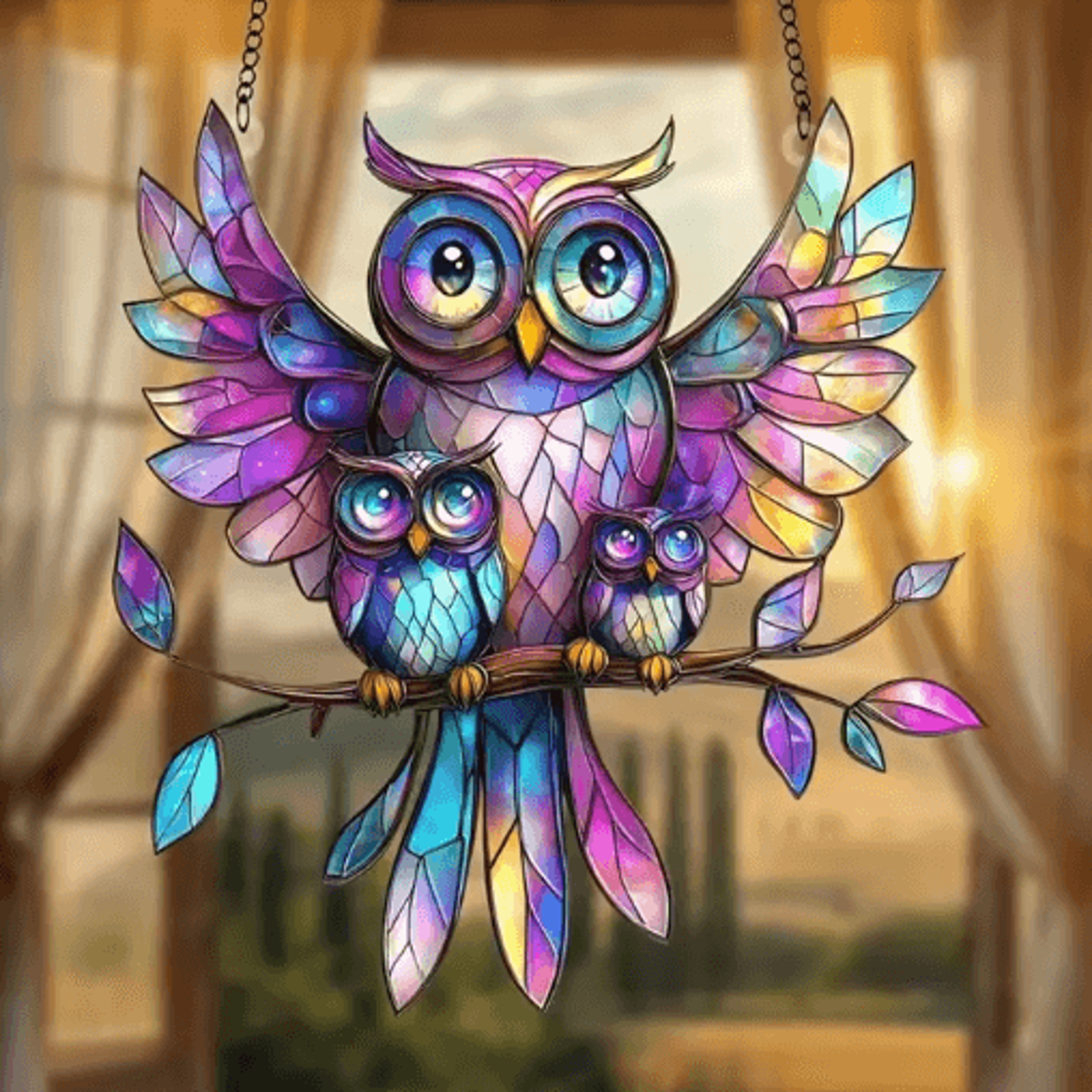 Colorful Owl Pendant Light  Decorative Animal Hanging Lamp For Home  Garden 3