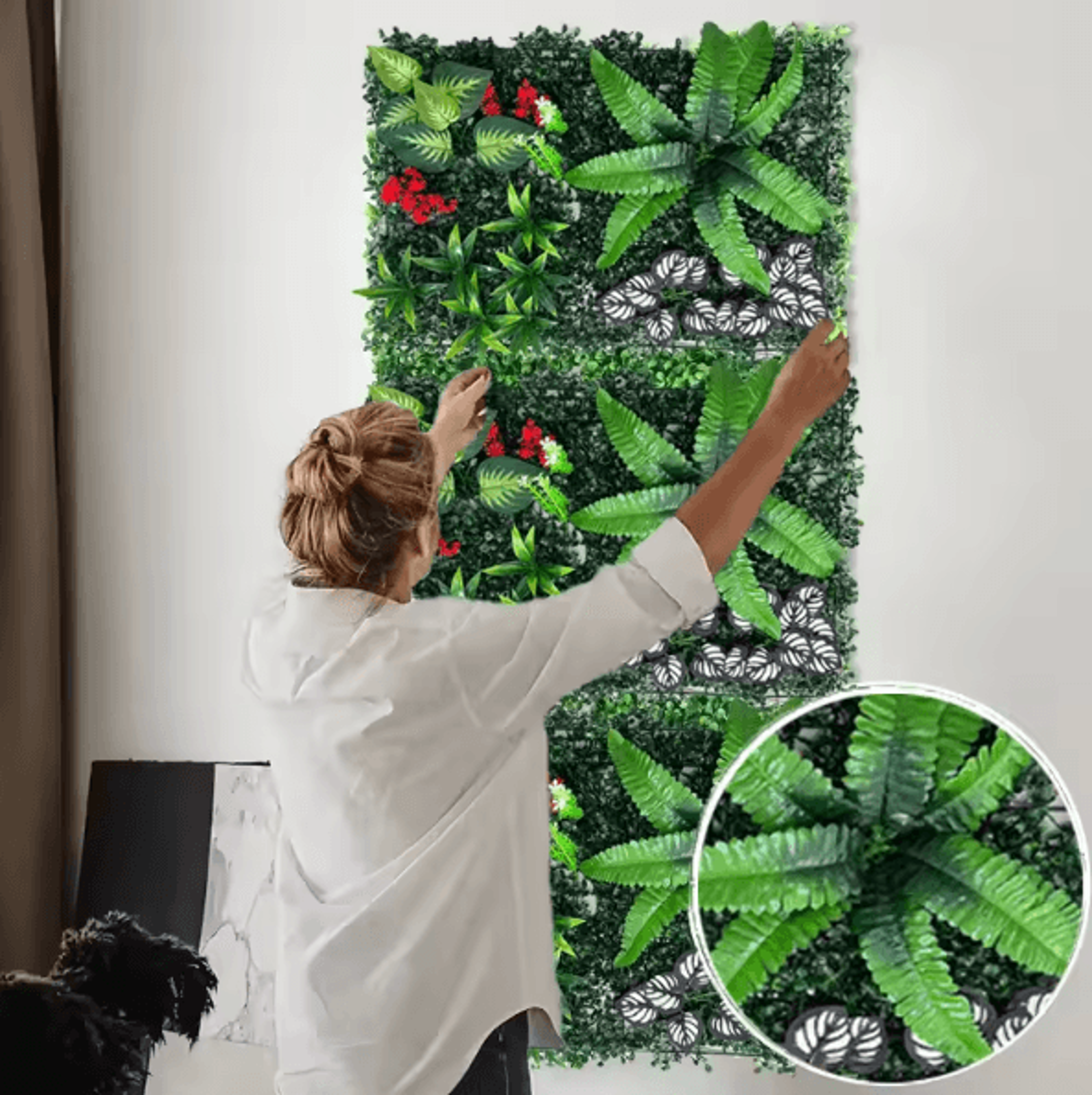 Artificial Plant Wall Panel  Lifelike Greenery Decor For Indoor  Outdoor Walls 4