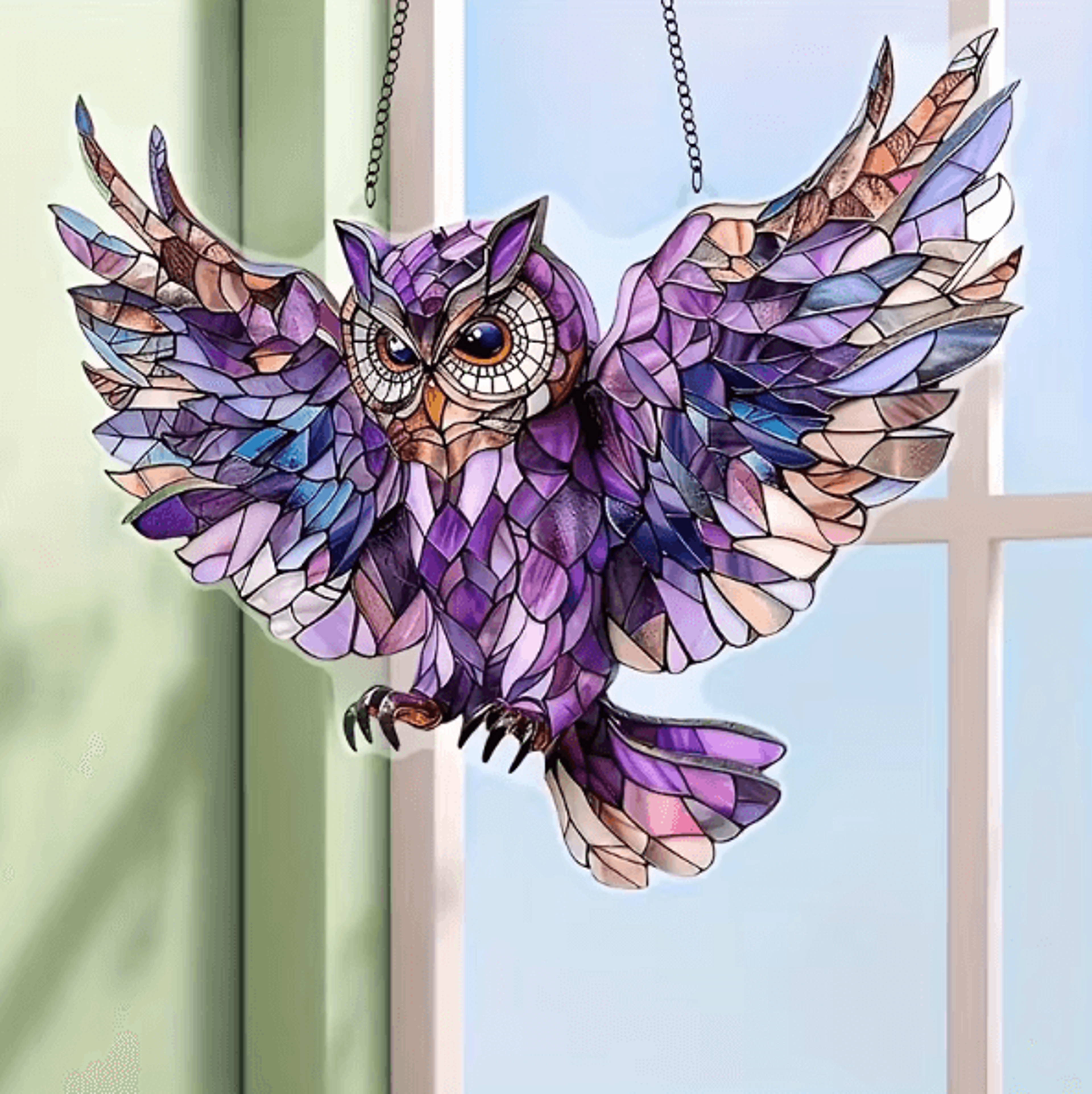 Colorful Owl Hanging Wall Decor  Decorative Plastic Bird Ornament For Home  Gifts 1