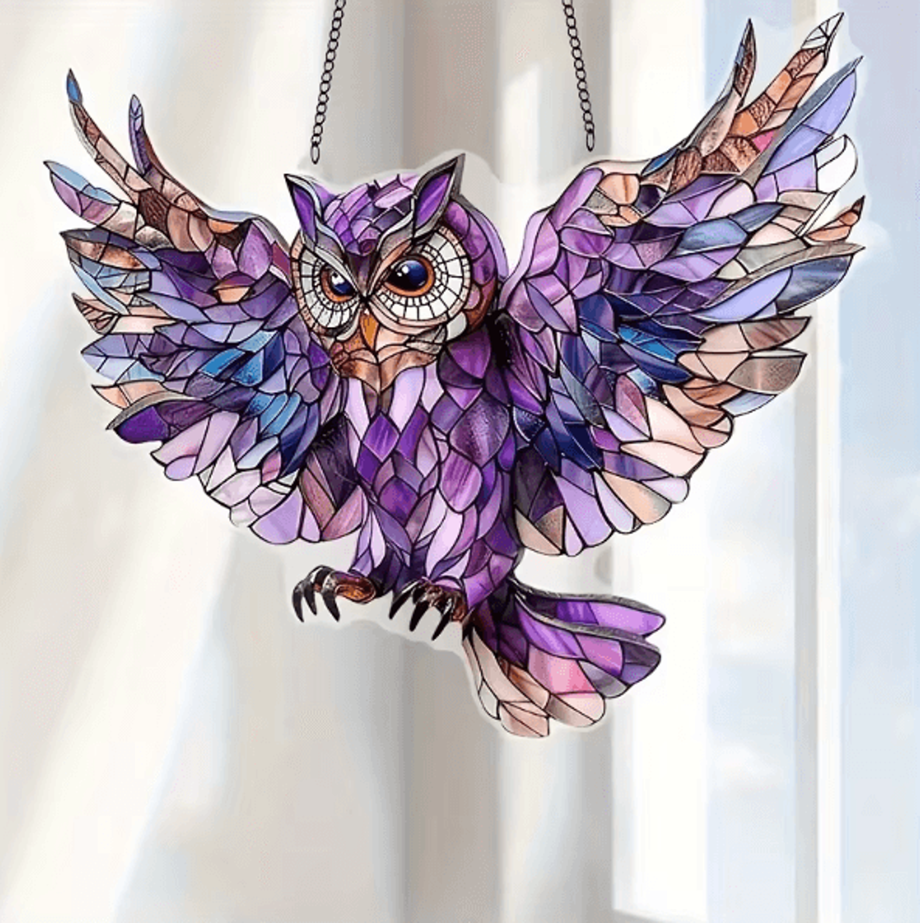 Colorful Owl Hanging Wall Decor  Decorative Plastic Bird Ornament For Home  Gifts 3
