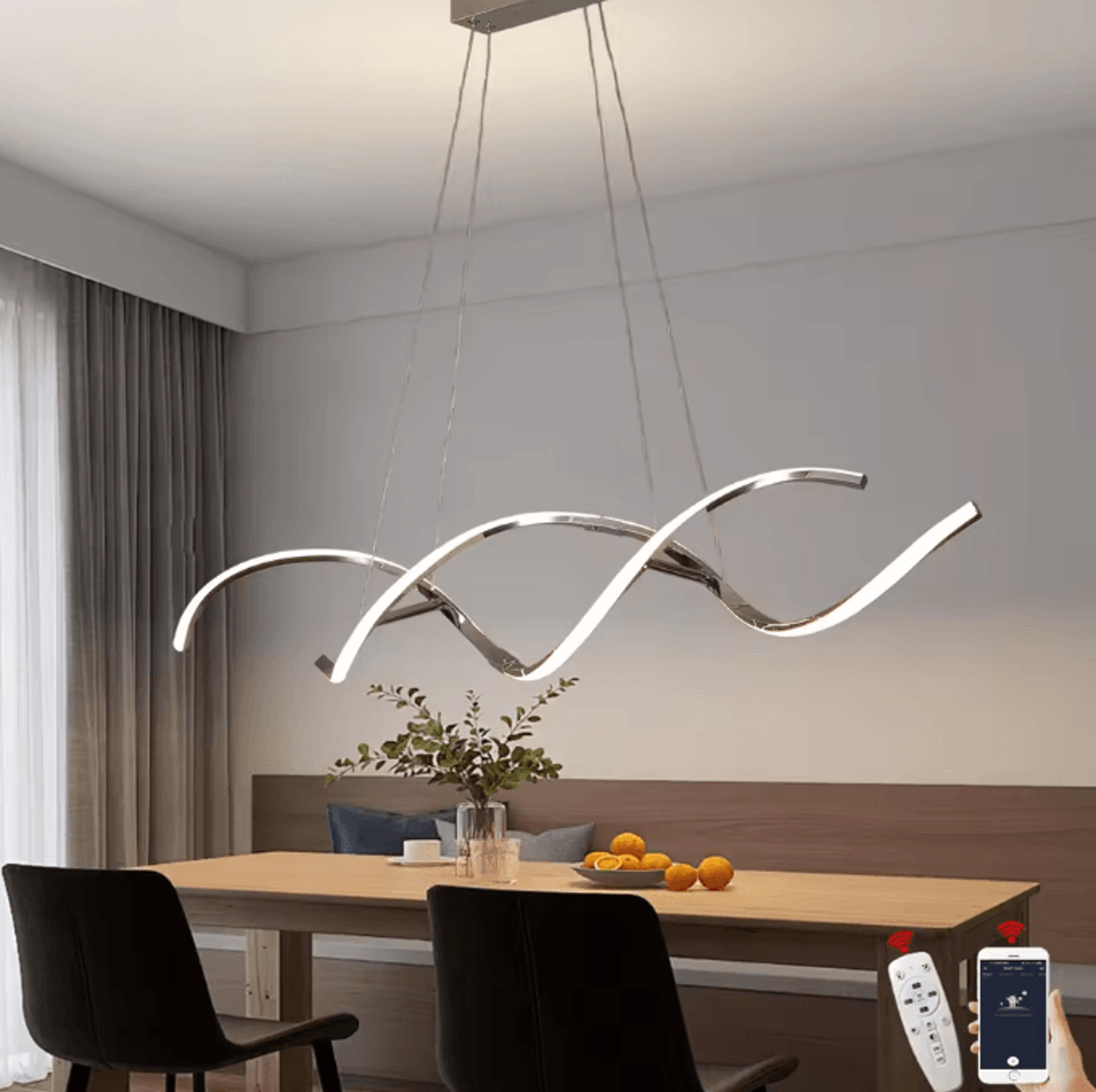 lumiline modern led linear chandelier long pendant light for dining room & kitchen decor