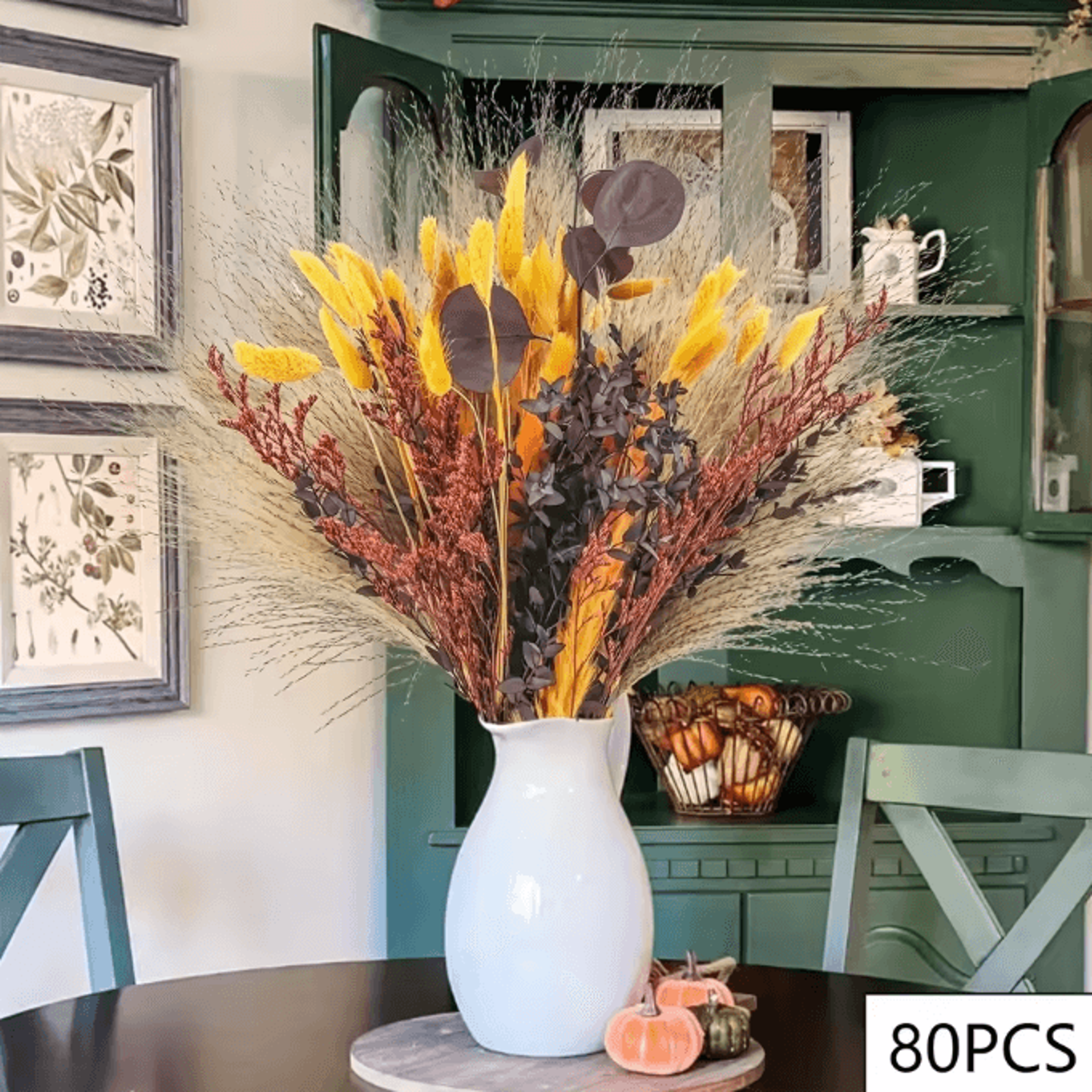 VIKAMA 40PCS Preserved Eucalyptus Pampas Bouquet Boho Dried Flower Decor For Home  Weddings 2