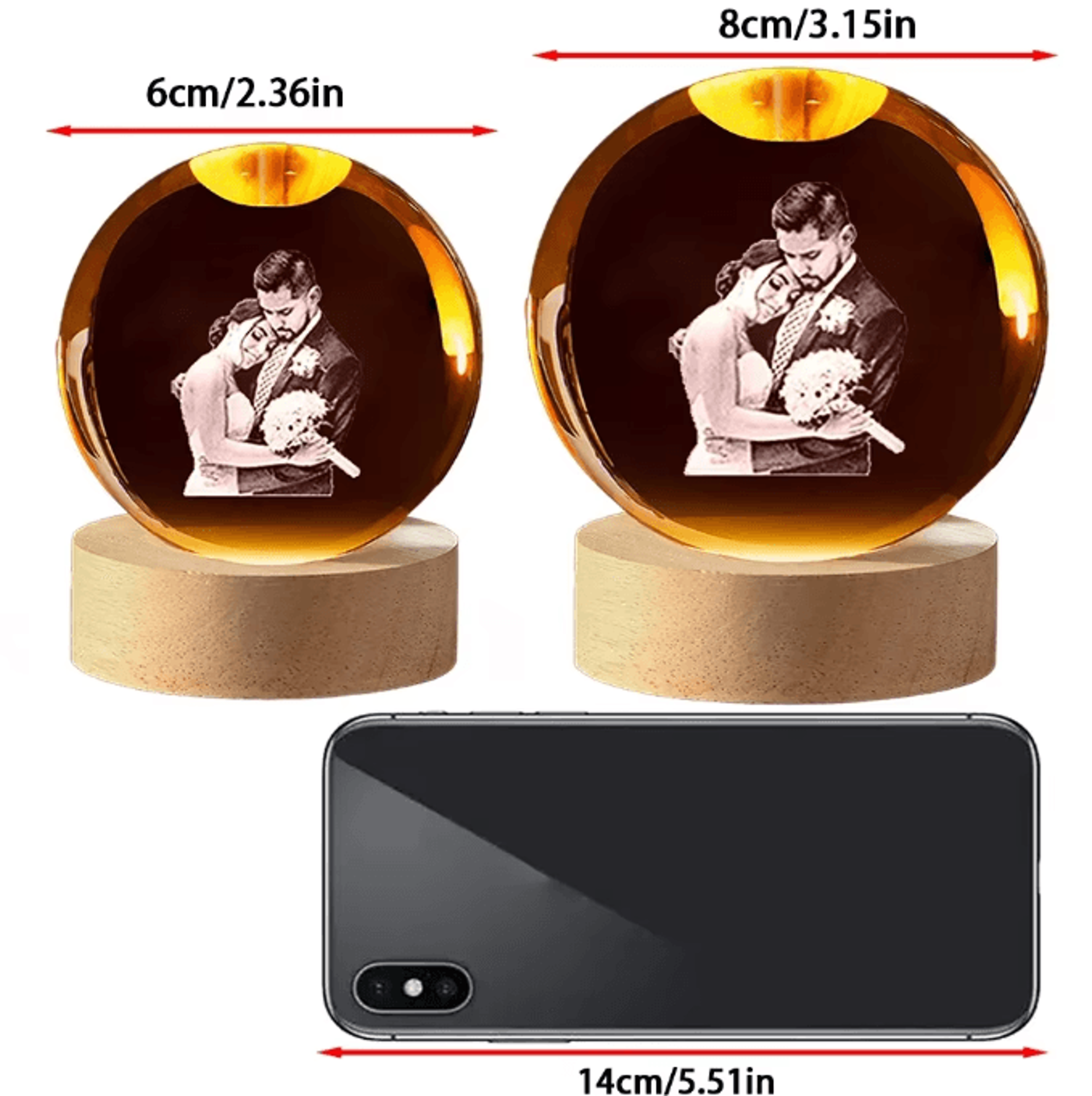 LumiMemories Custom Crystal Ball Night Light Personalized Photo LED Lamp Gift 4