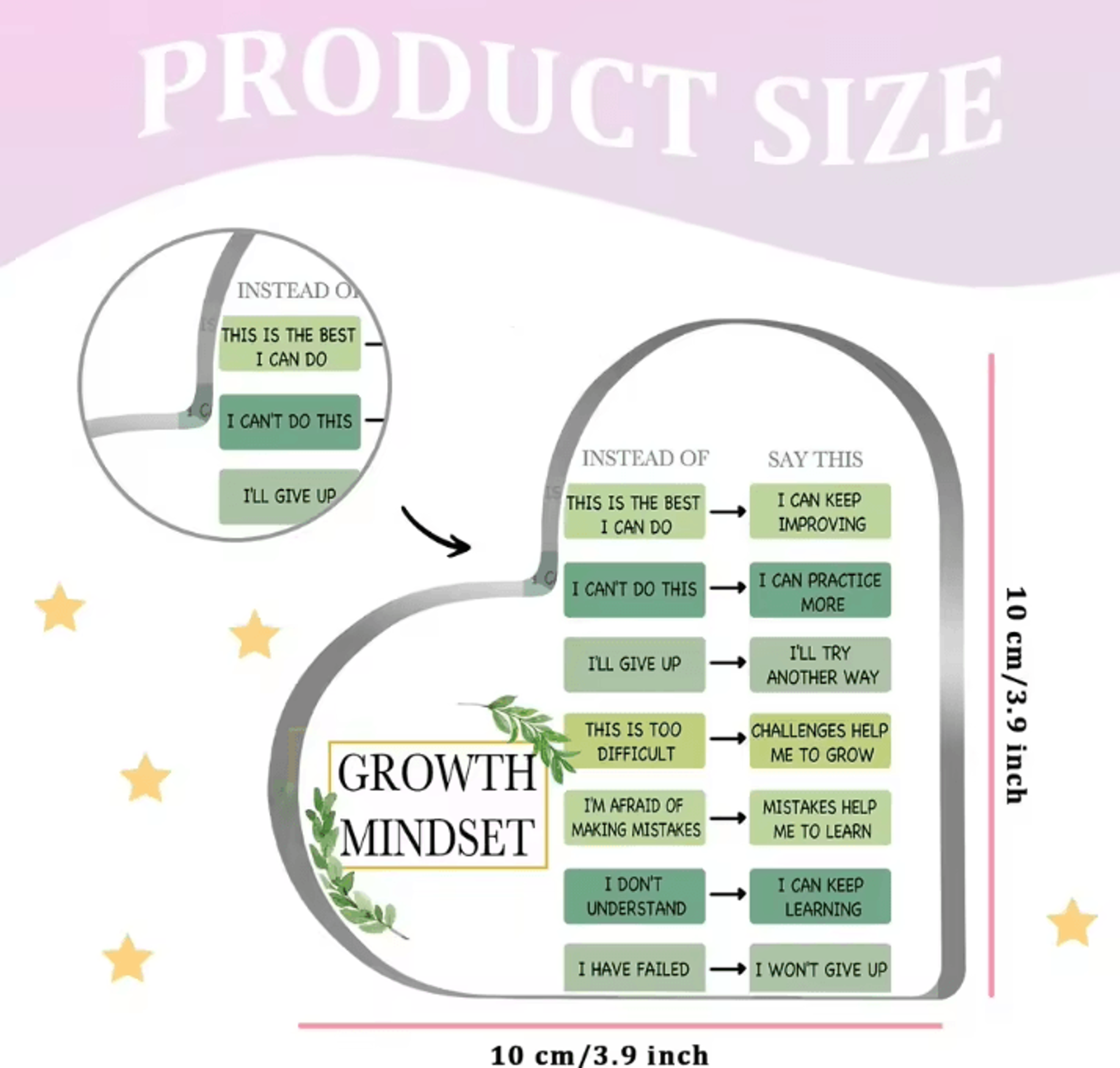 MindShift Growth Mindset Acrylic Inspirational Decor Positive Quote Desk Ornament 4