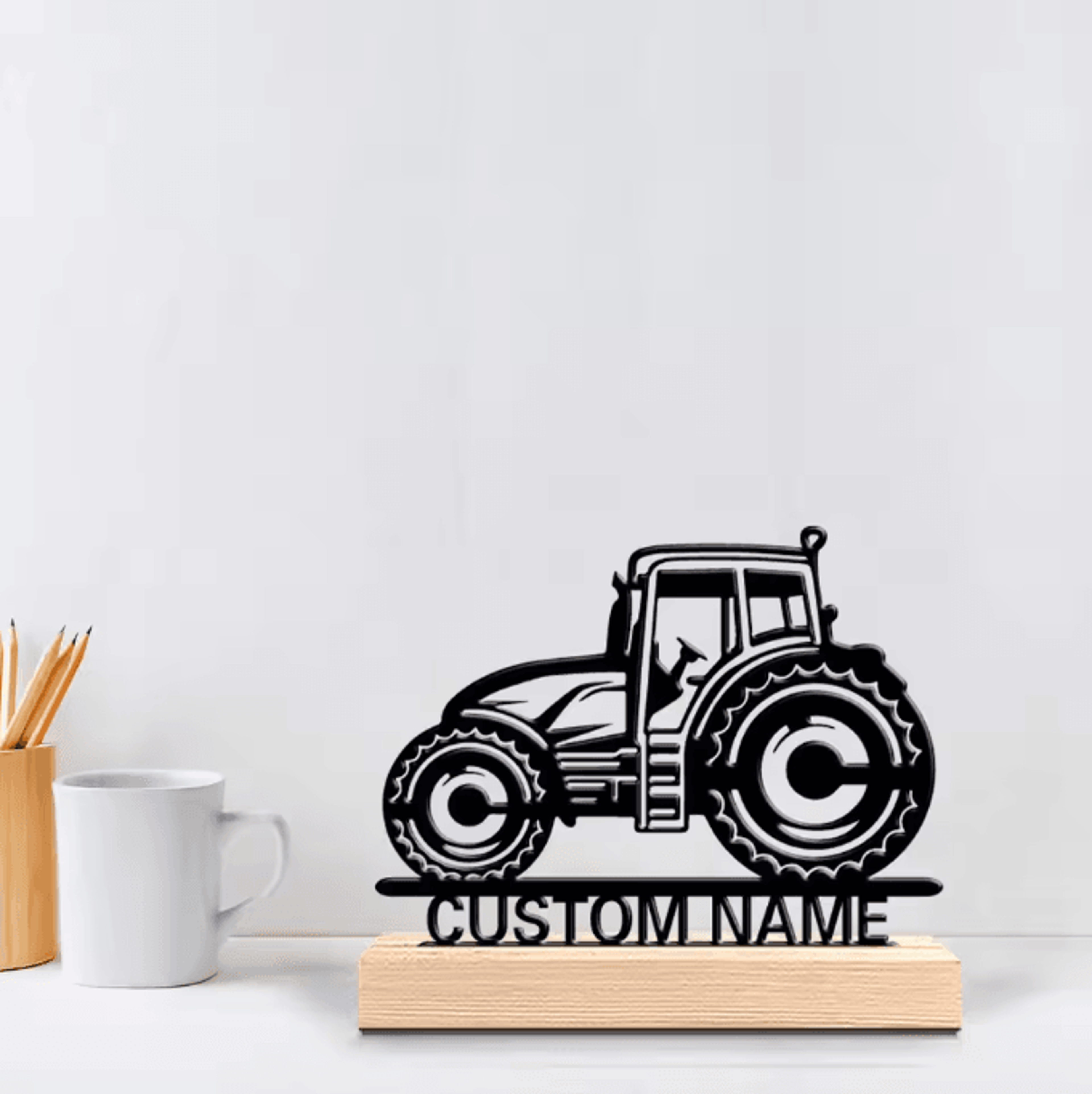 DriveCraft Personalized SUV Metal Art With Wooden Base Desk Decor For Modern Spaces 1