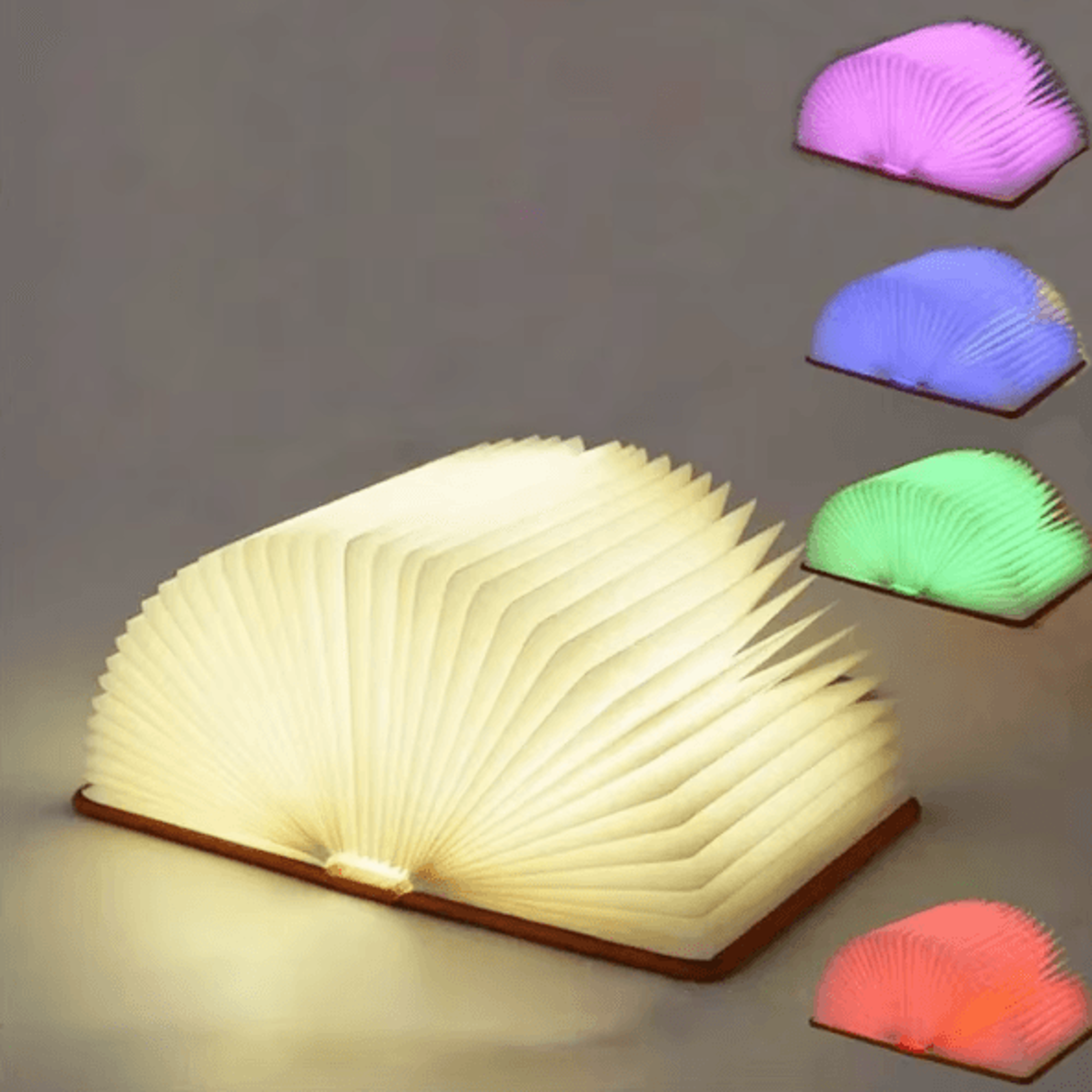 LumiBook 3D Folding Wooden LED Book Light RGB USB Rechargeable Night Lamp Decor 2
