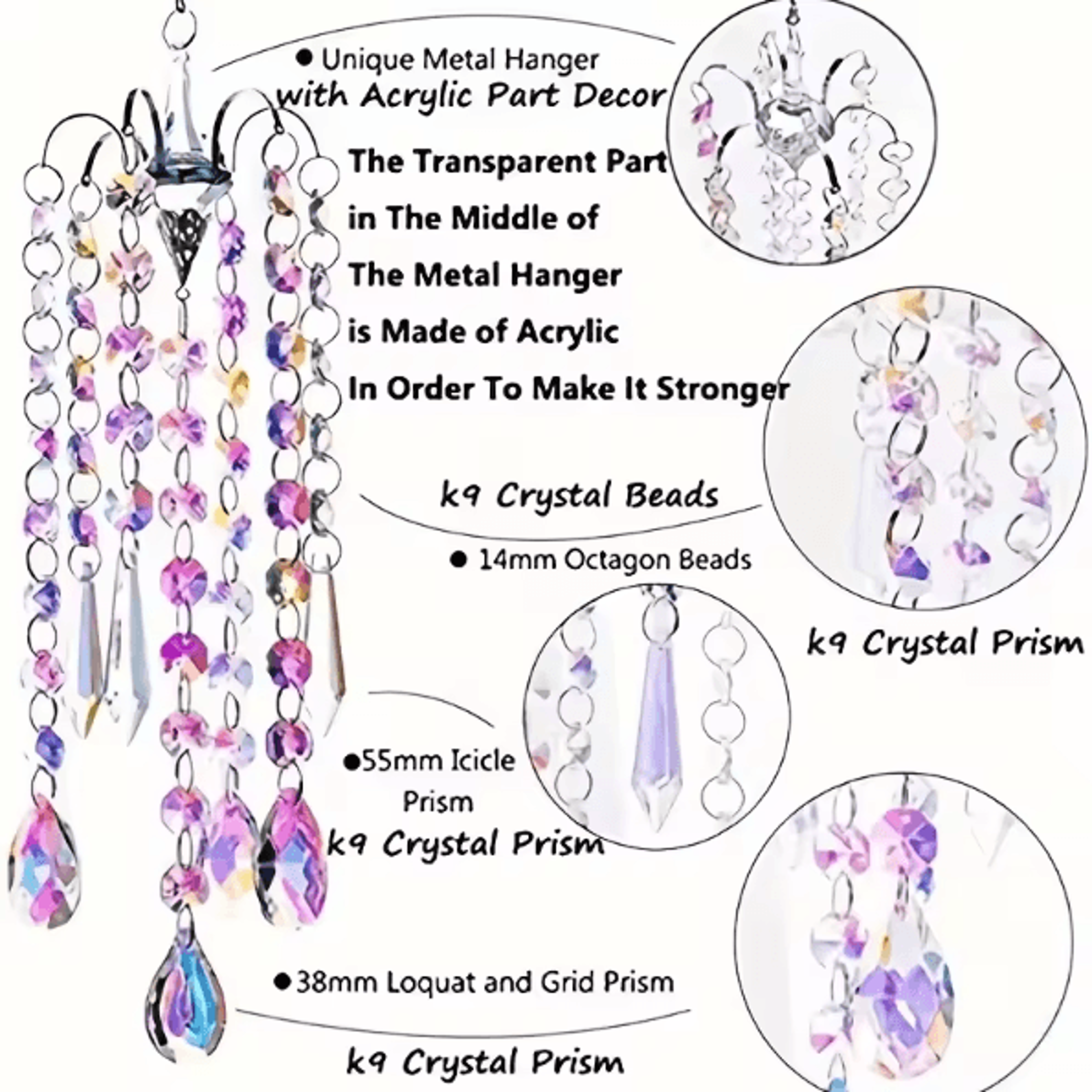 CrystalGlow Chandelier Wind Chime Suncatcher Prism Rainbow Hanging Decor 4