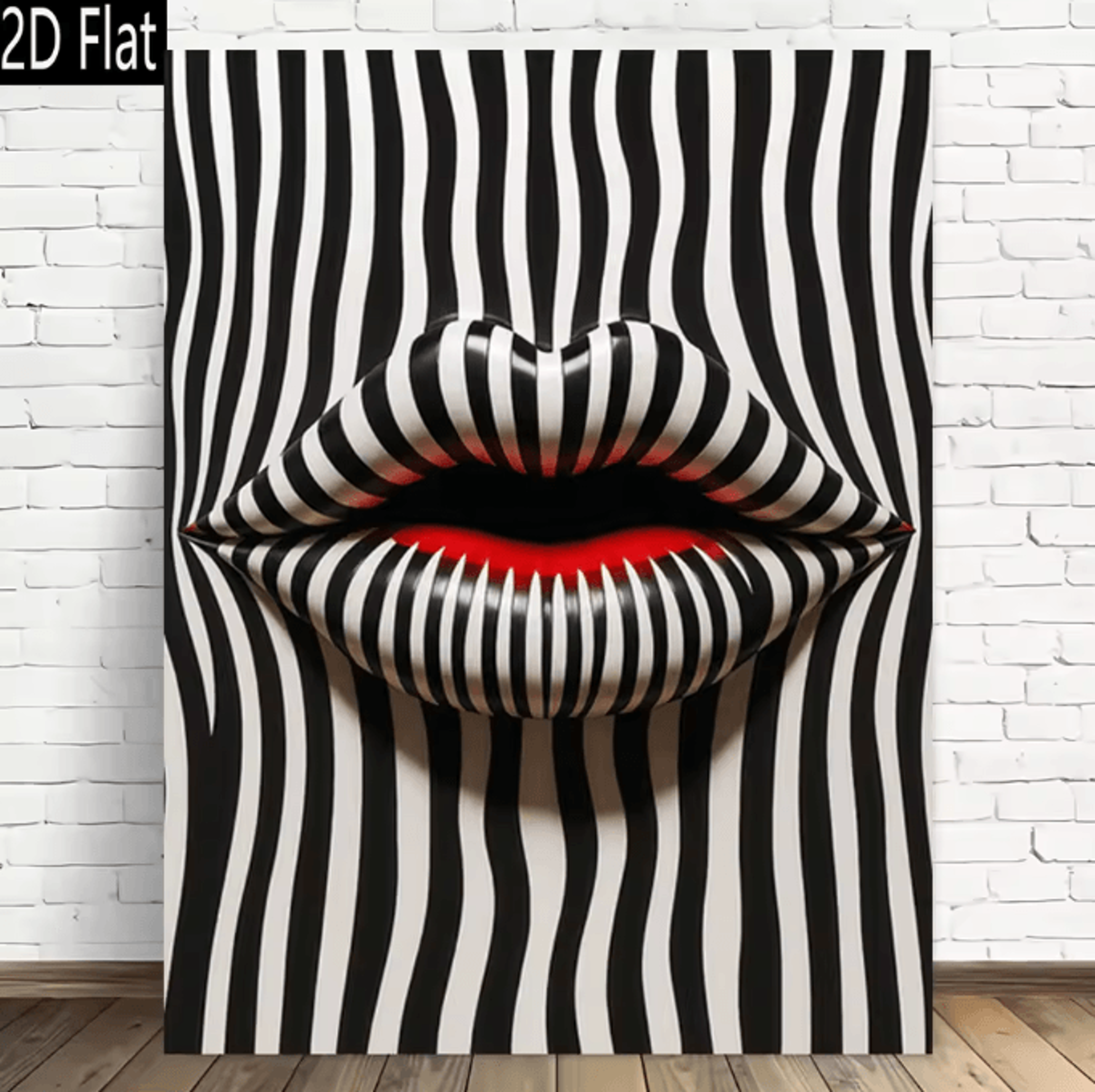 monomuse abstract striped lip canvas wall art black and white modern decor