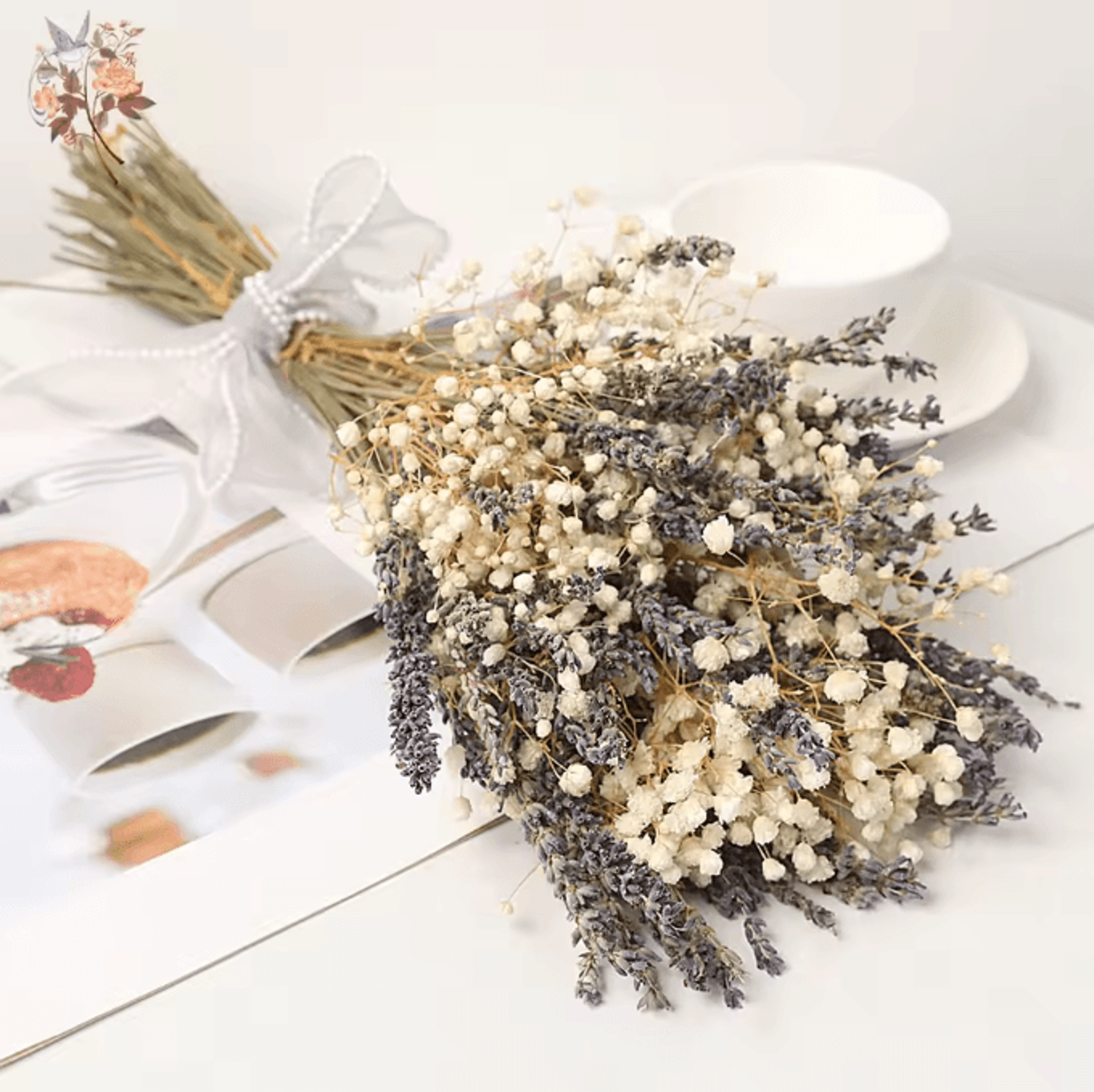 BlushLavender Dried Flower Bouquet Pampas Gypsophila Boho Decor 1