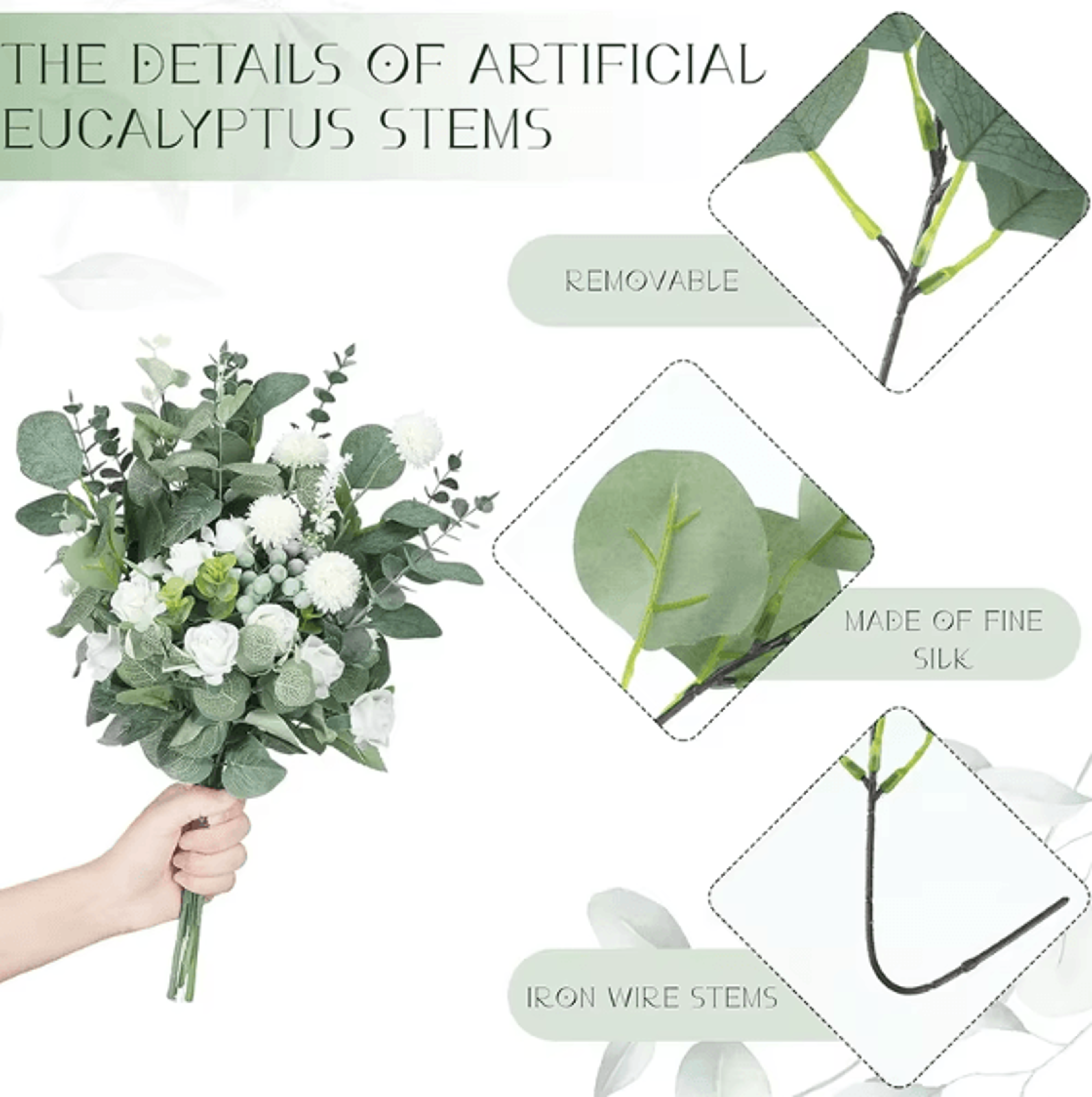 EverLeaf Mixed Artificial Eucalyptus Leaves Bulk For Wedding  Floral Decor 1