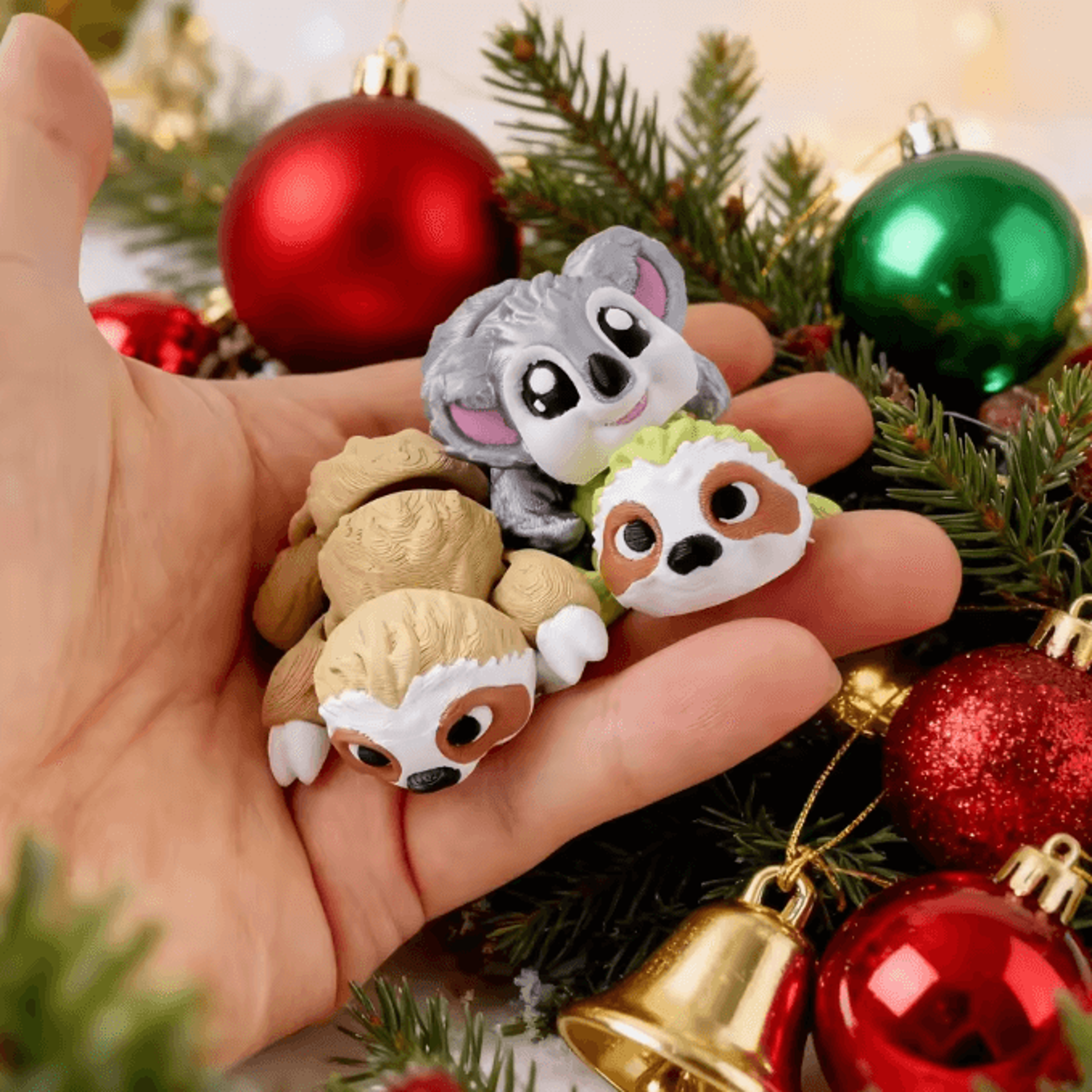 FlexiCharm 3D Printed Articulated Sloth  Koala Figurines Movable Animal Desk Decor Gift 1