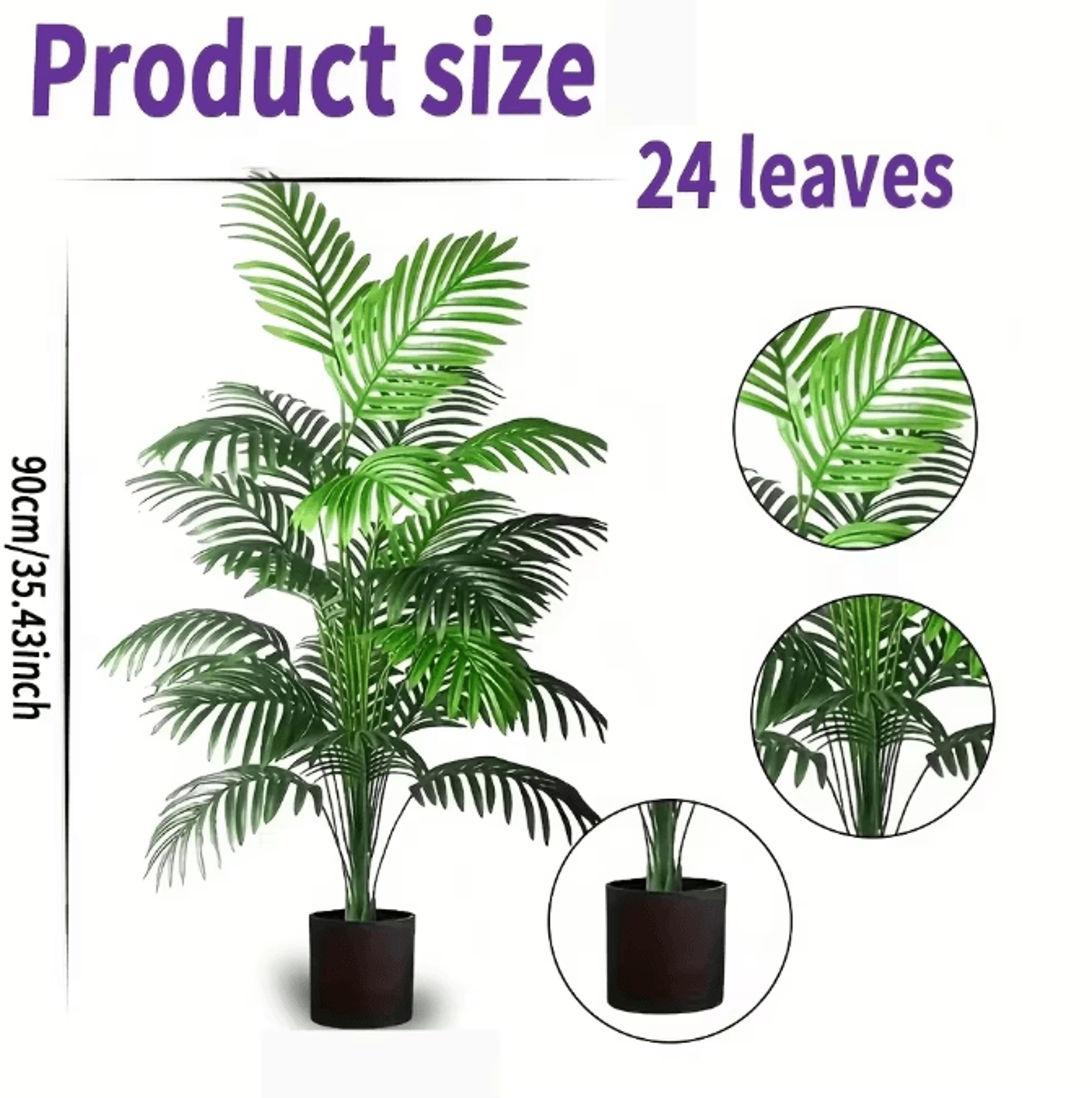 24Leaf Artificial Areca Palm Plant In Pot  Tropical Indoor  Outdoor Decor Tree 4