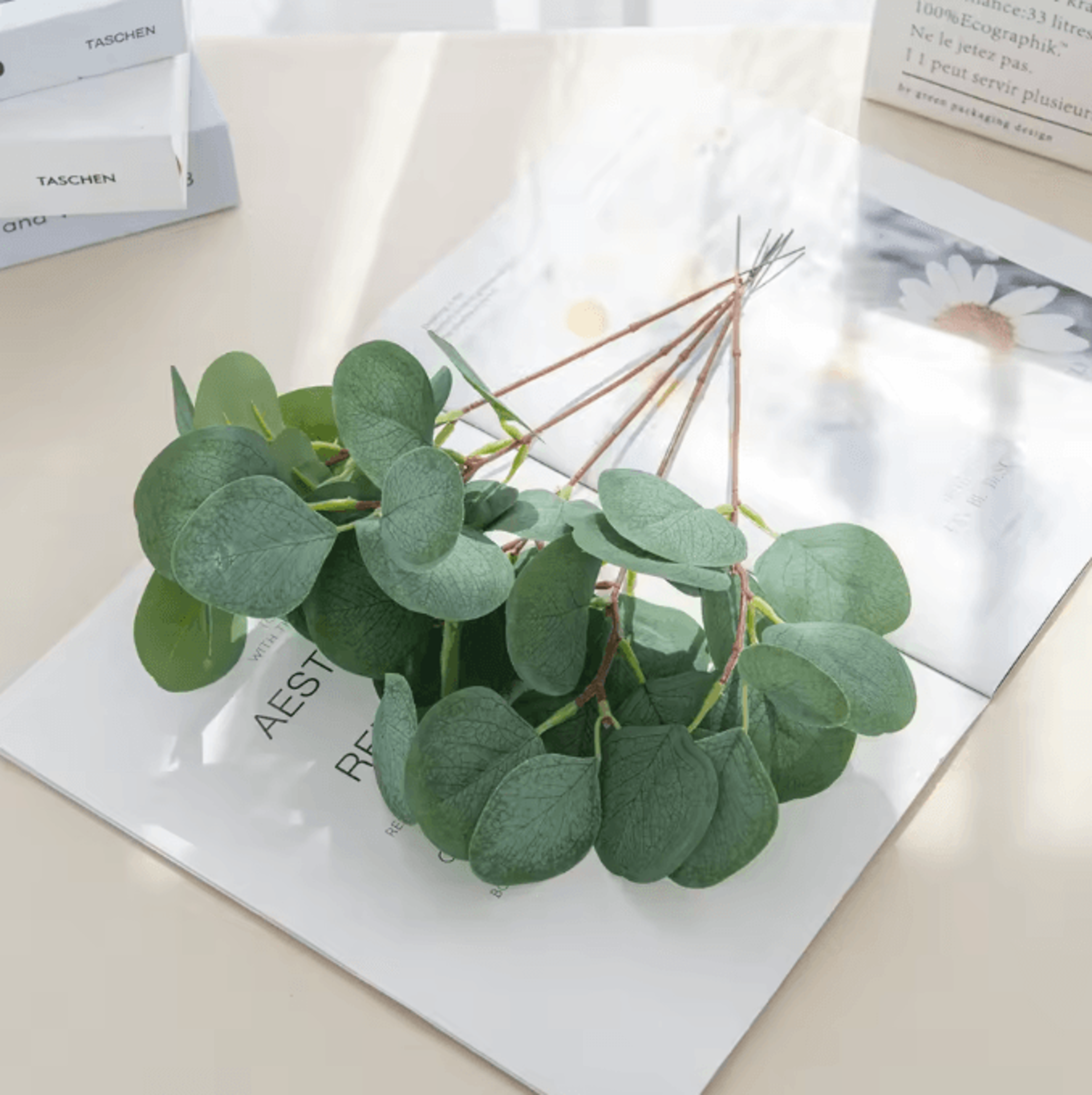 10PCS Artificial Eucalyptus Leaves Stems  Silk Greenery For DIY Crafts Wedding  Home Decor 3