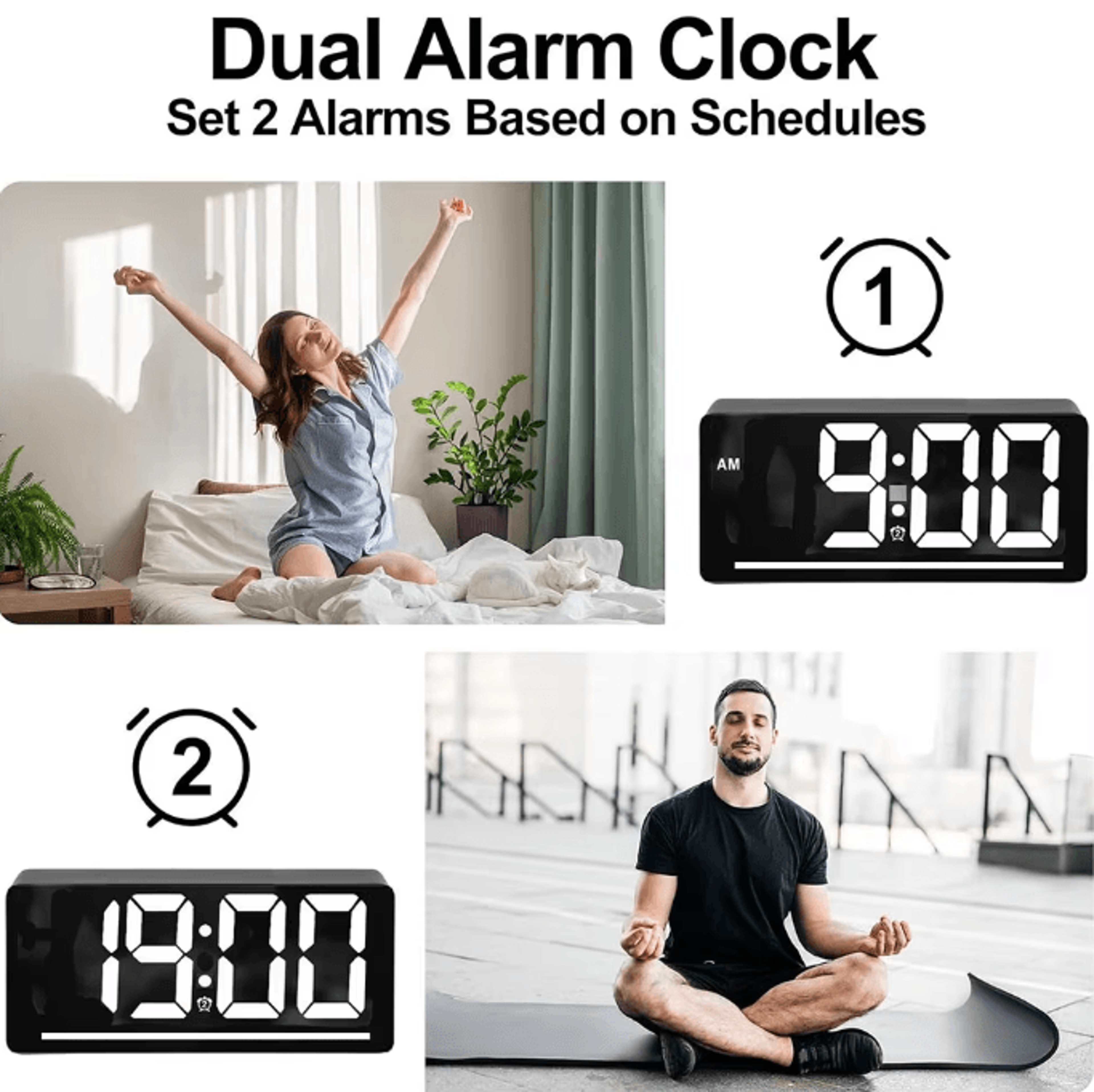 Large LED Digital Alarm Clock With Temperature  Night Light Table Clock For Bedroom  Office 1