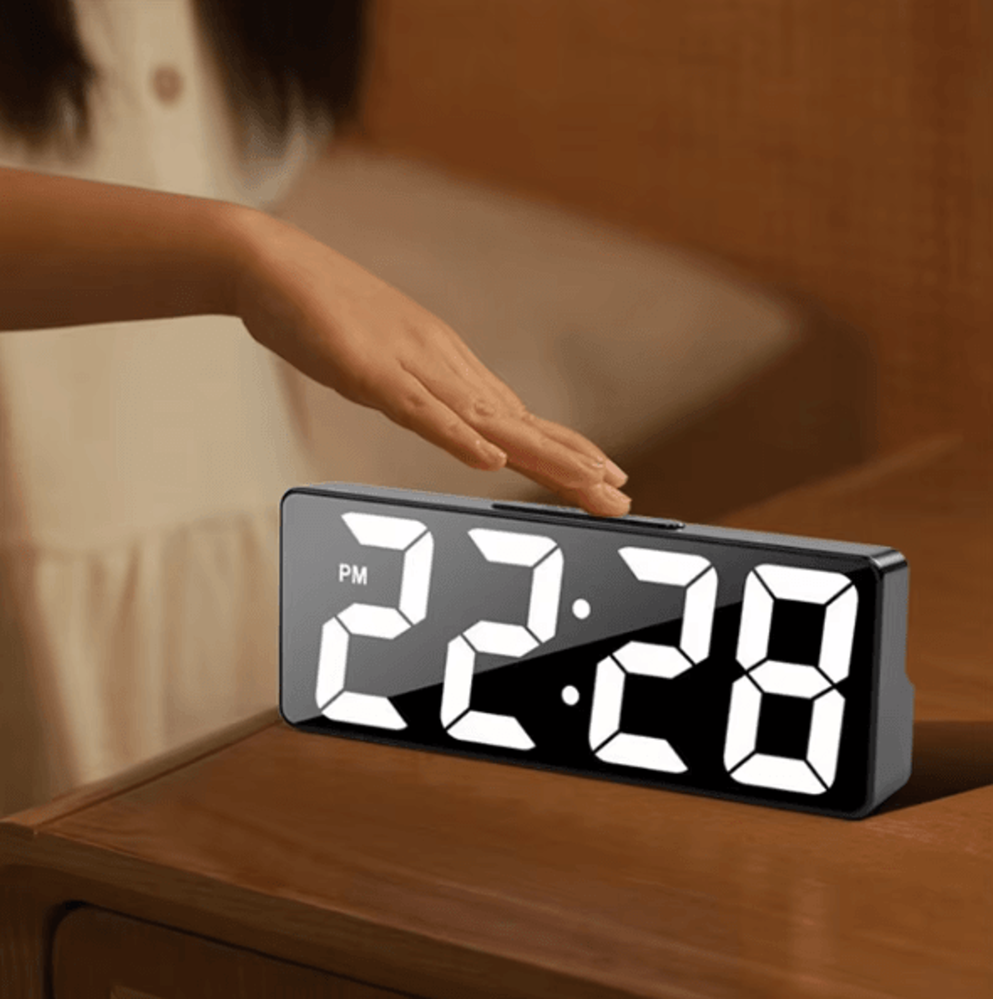 LED Digital Alarm Clock With Temperature Display  Adjustable Brightness 1224 Hour Desktop Clock 2