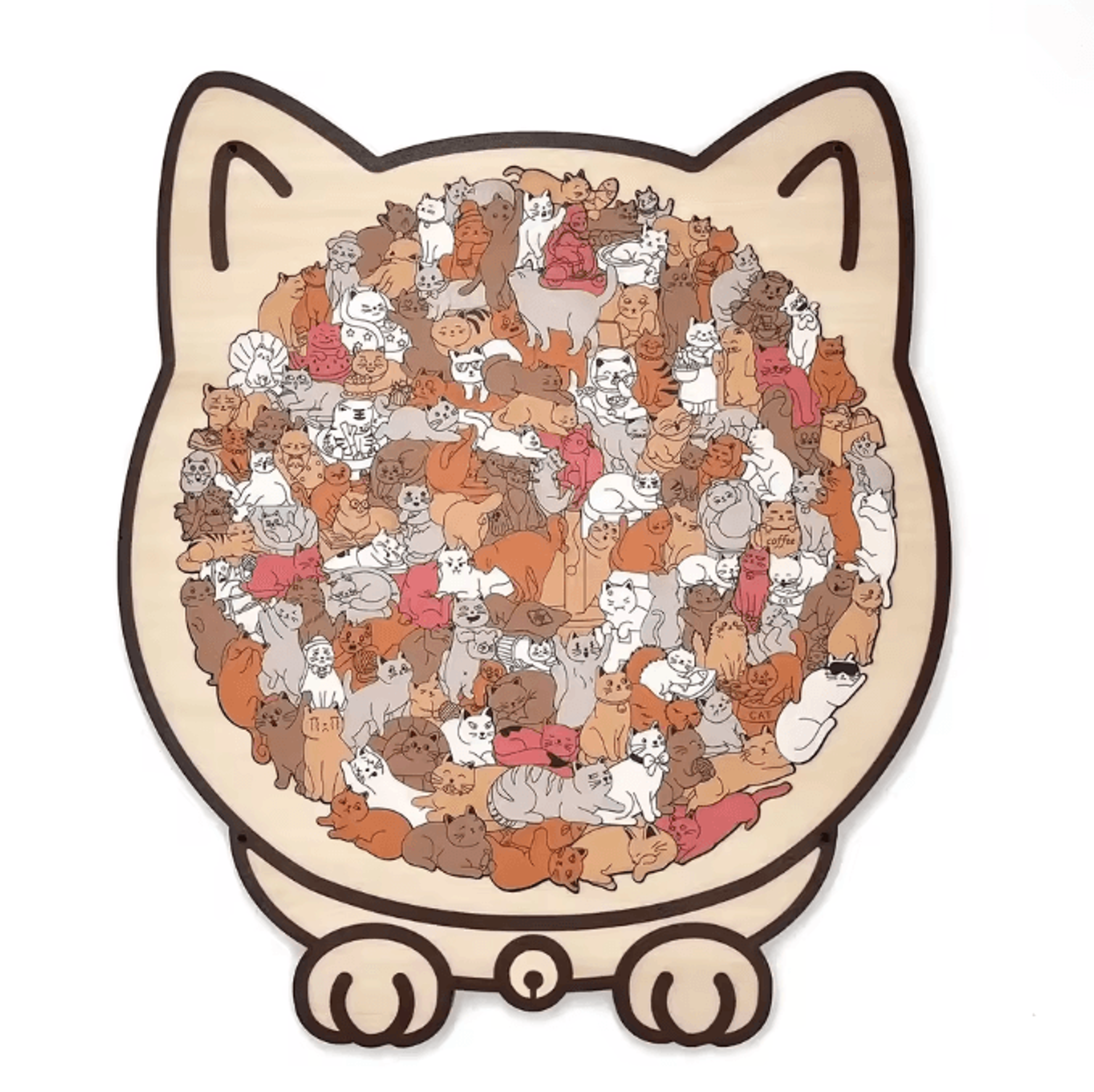 135Piece Cat Shaped Wooden Jigsaw Puzzle  Unique Irregular Pieces Gift For Cat Lovers 6