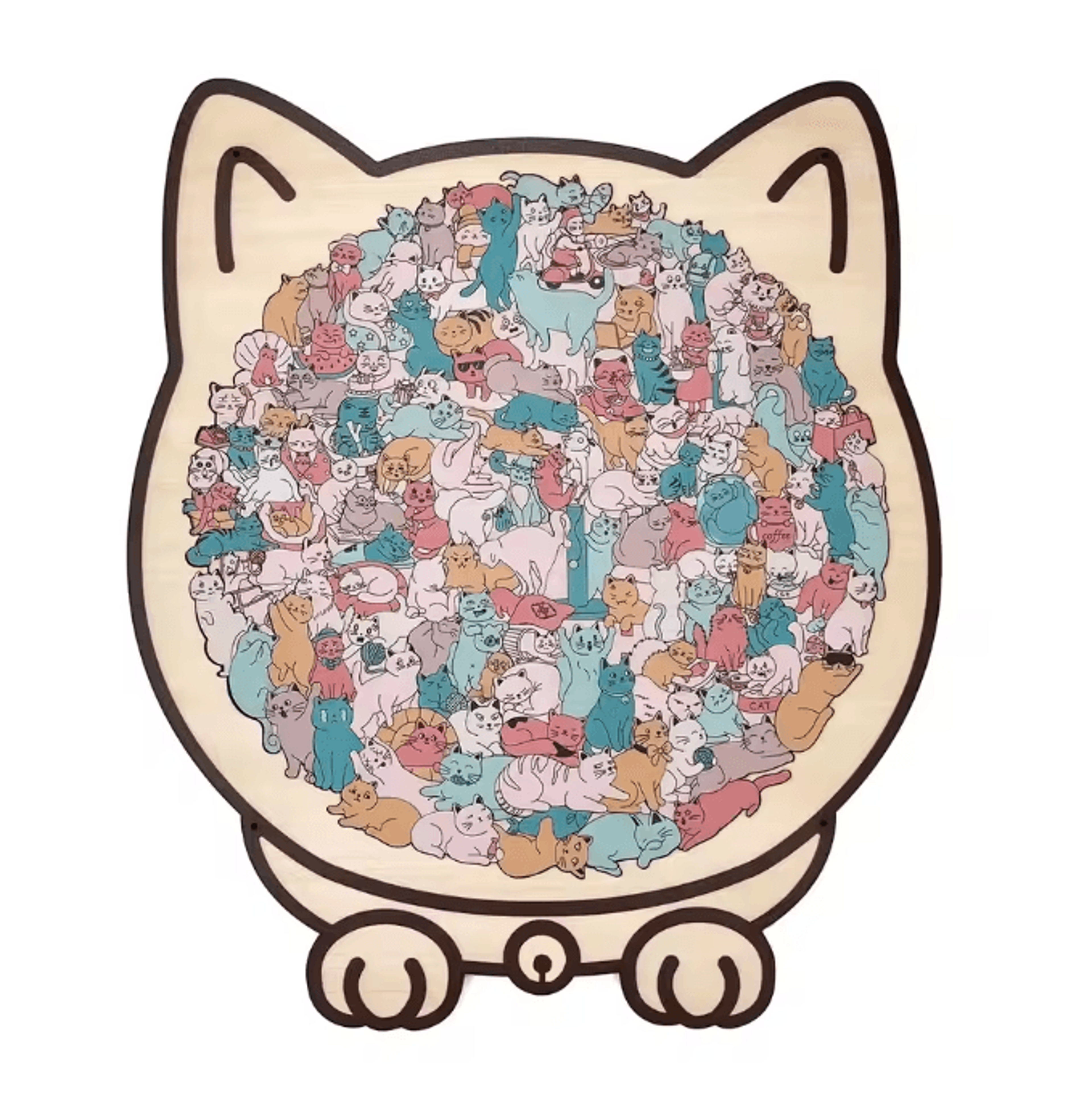 135Piece Cat Shaped Wooden Jigsaw Puzzle  Unique Irregular Pieces Gift For Cat Lovers 7